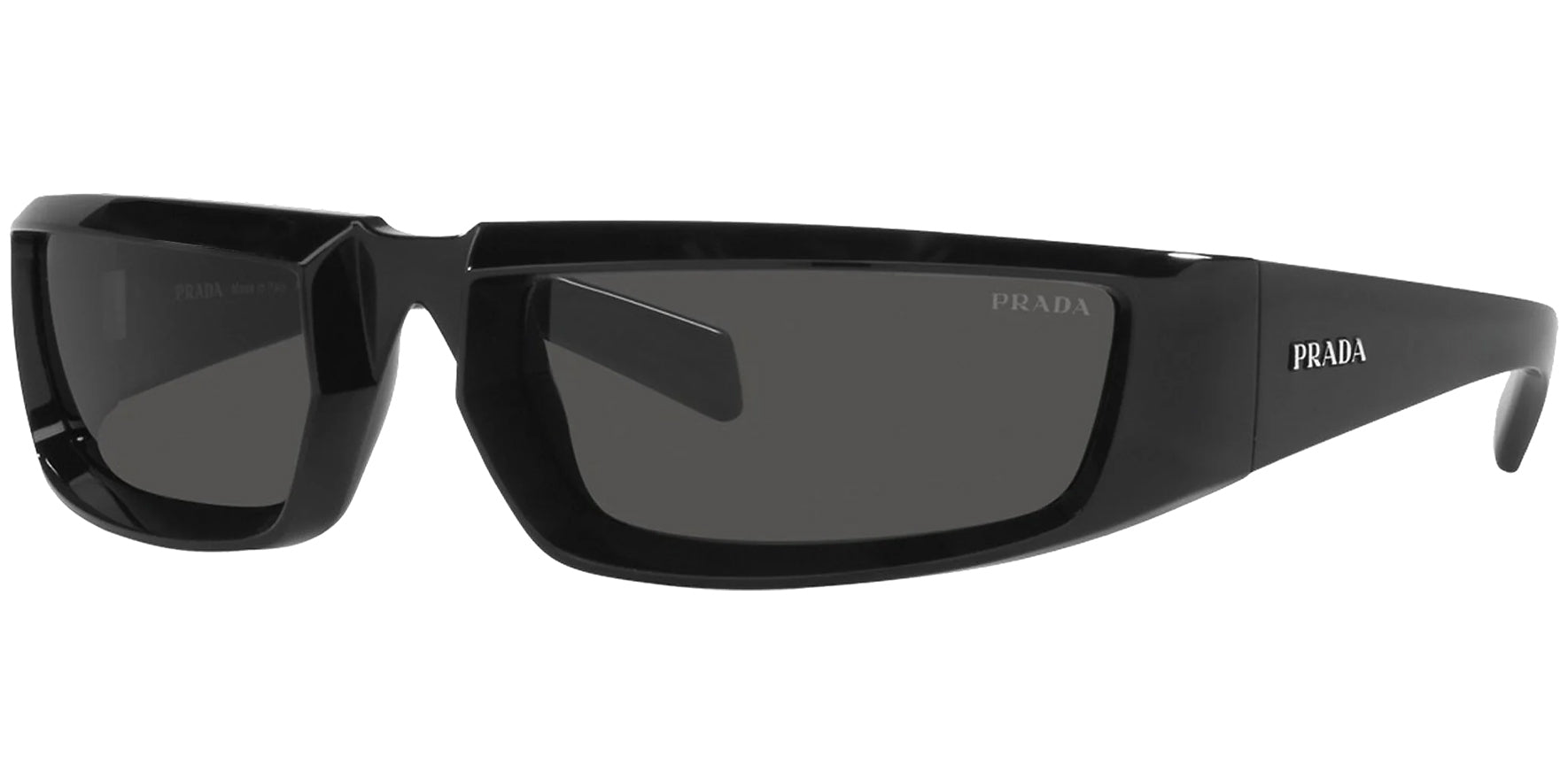 Prada Polished Black Rectangle Wrap - Eyedictive