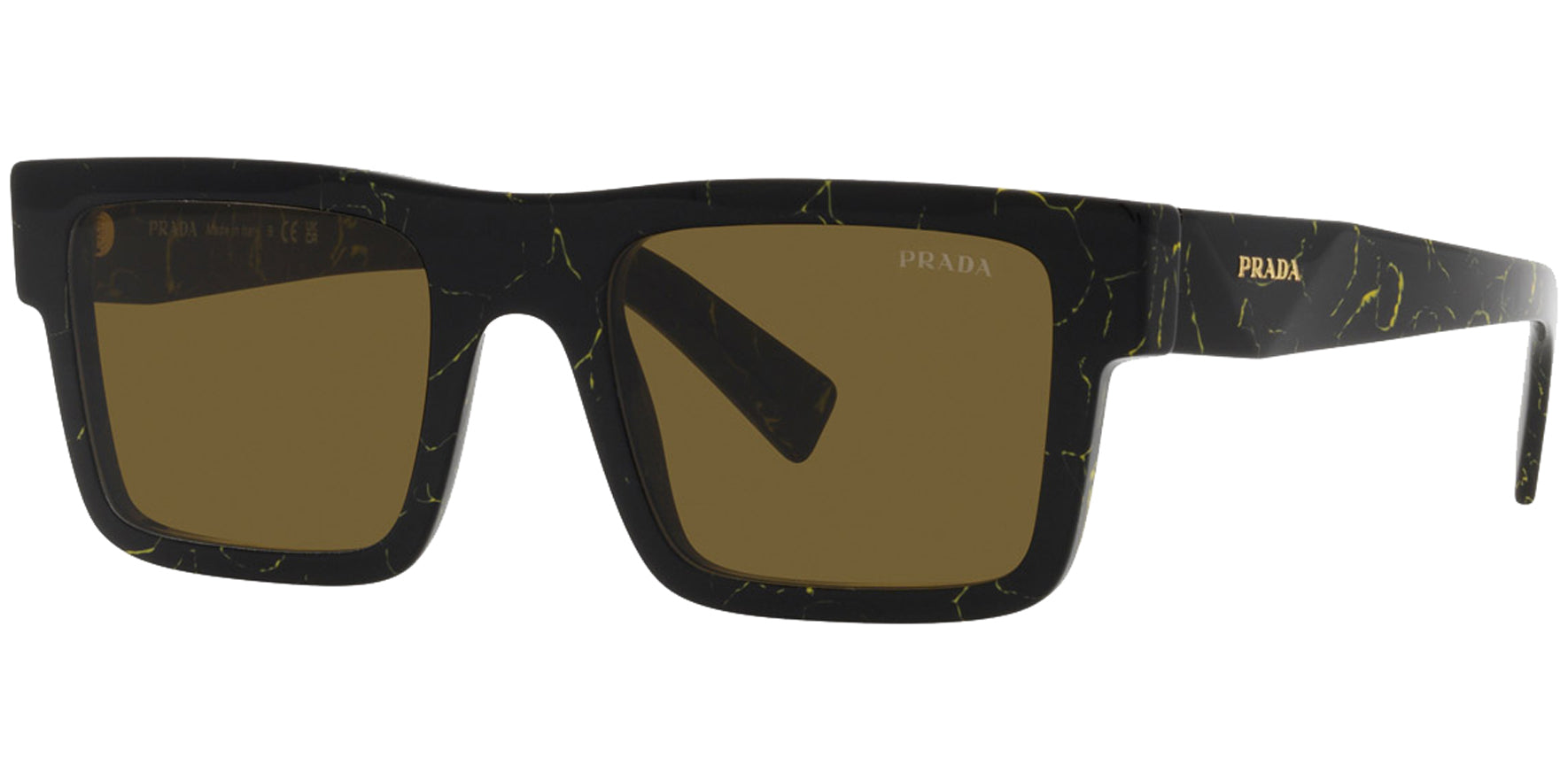 Prada Black/Yellow Marble Square Modern Rectangle - Eyedictive