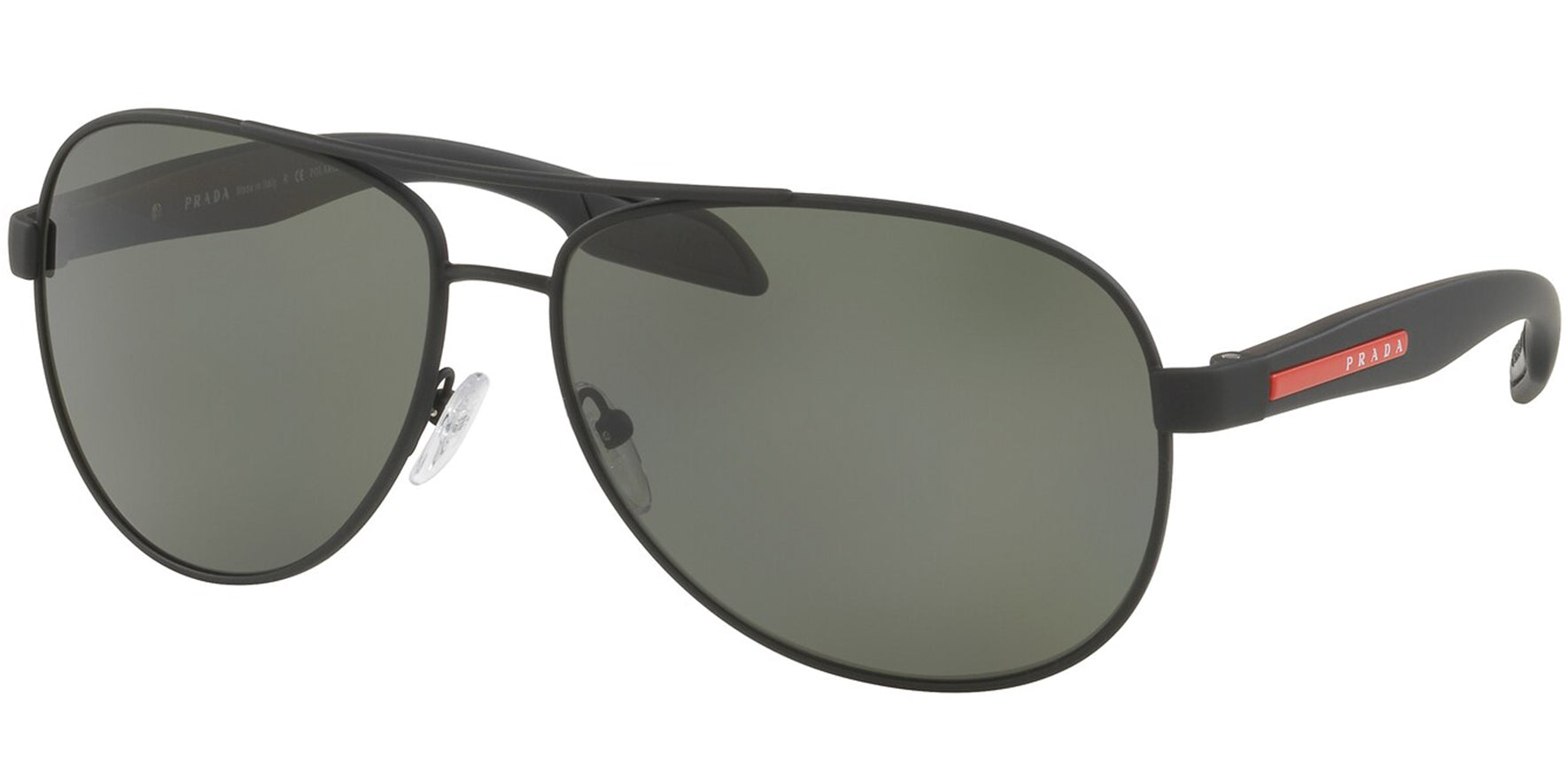 Prada Linea Rossa Benbow Polarized Black Rubber Aviator - Eyedictive