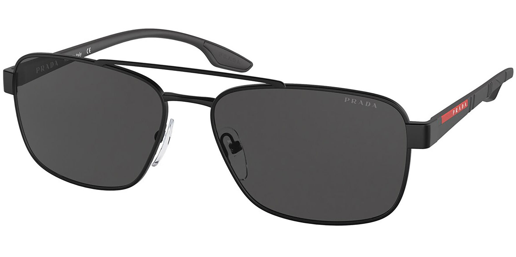 Prada Linea Rossa Matte Black Rectangle Aviator - Eyedictive