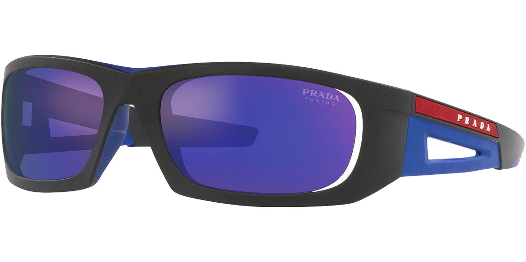 Prada Linea Rossa Matte Black/Blue Rectangle - Eyedictive