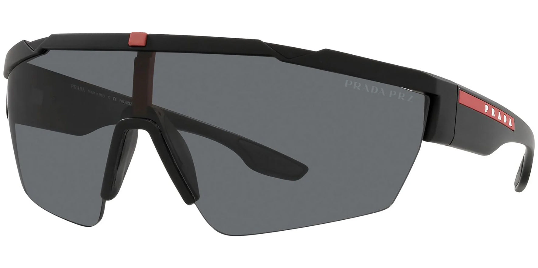 Prada Linea Rossa Polarized Black Rubber Performance Shield - Eyedictive