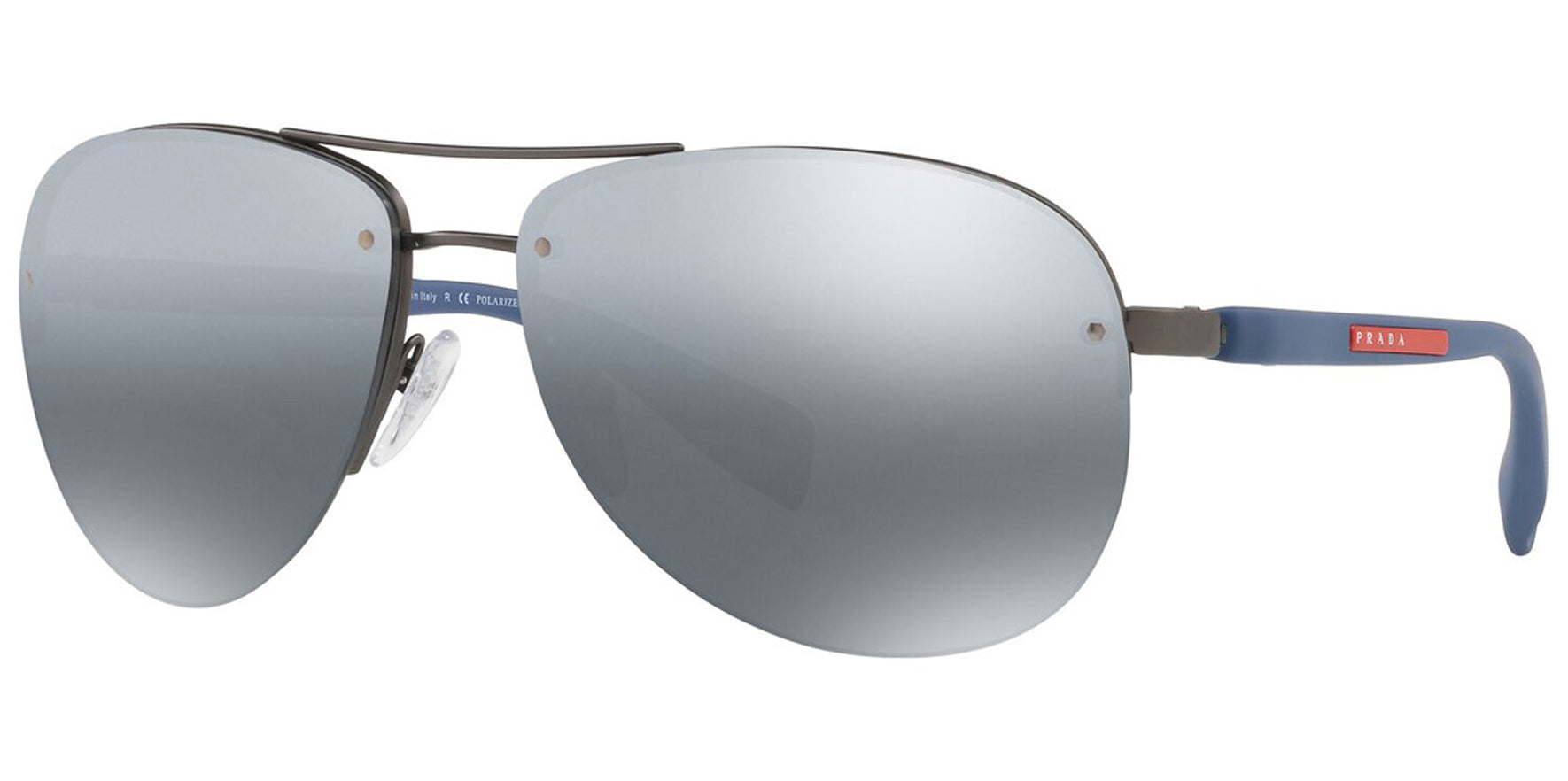 Prada Linea Rossa Polarized Gunmetal Rimless Aviator - Eyedictive