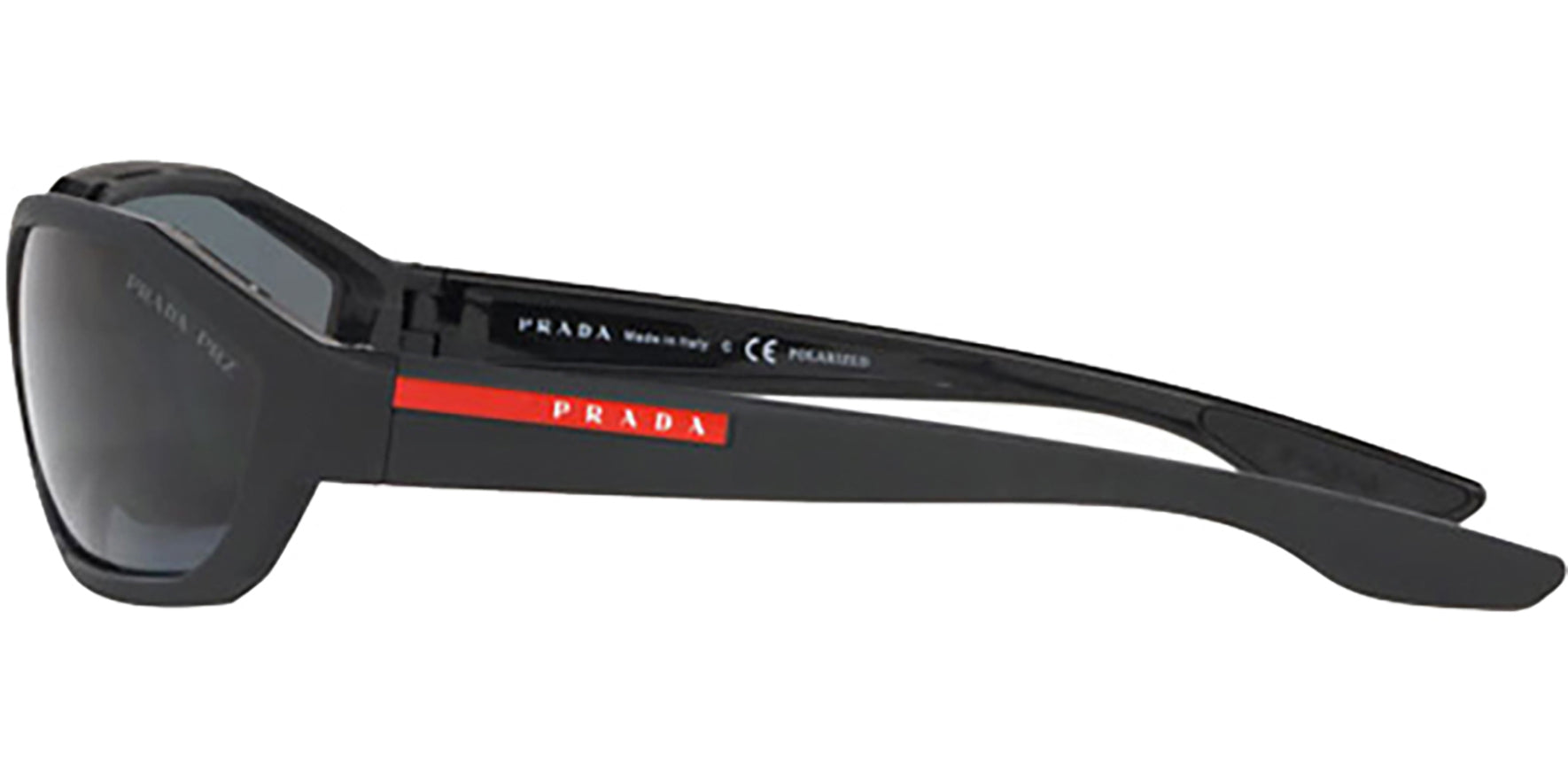 Prada Linea Rossa Polarized Matte Black Geometric Wrap - Eyedictive