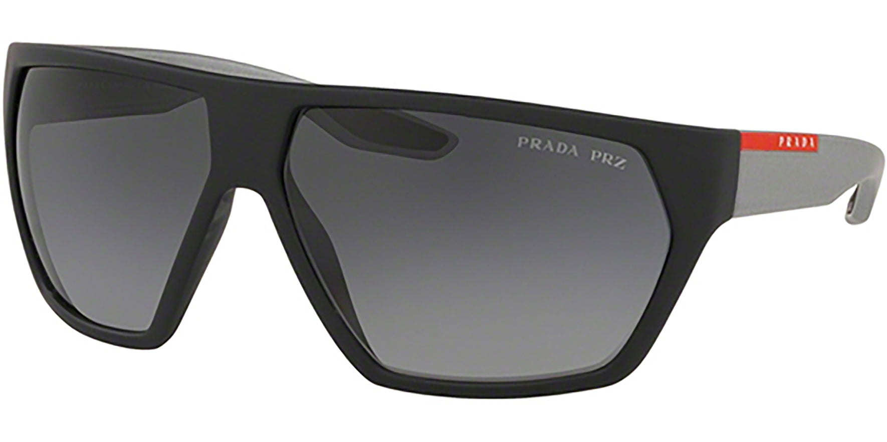 Prada Linea Rossa Polarized Black Rubber/Silver Wrap - Eyedictive