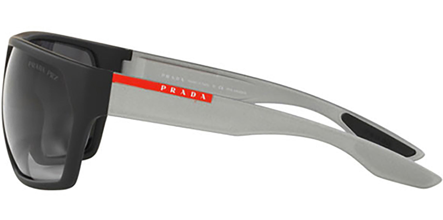 Prada Linea Rossa Polarized Black Rubber/Silver Wrap - Eyedictive