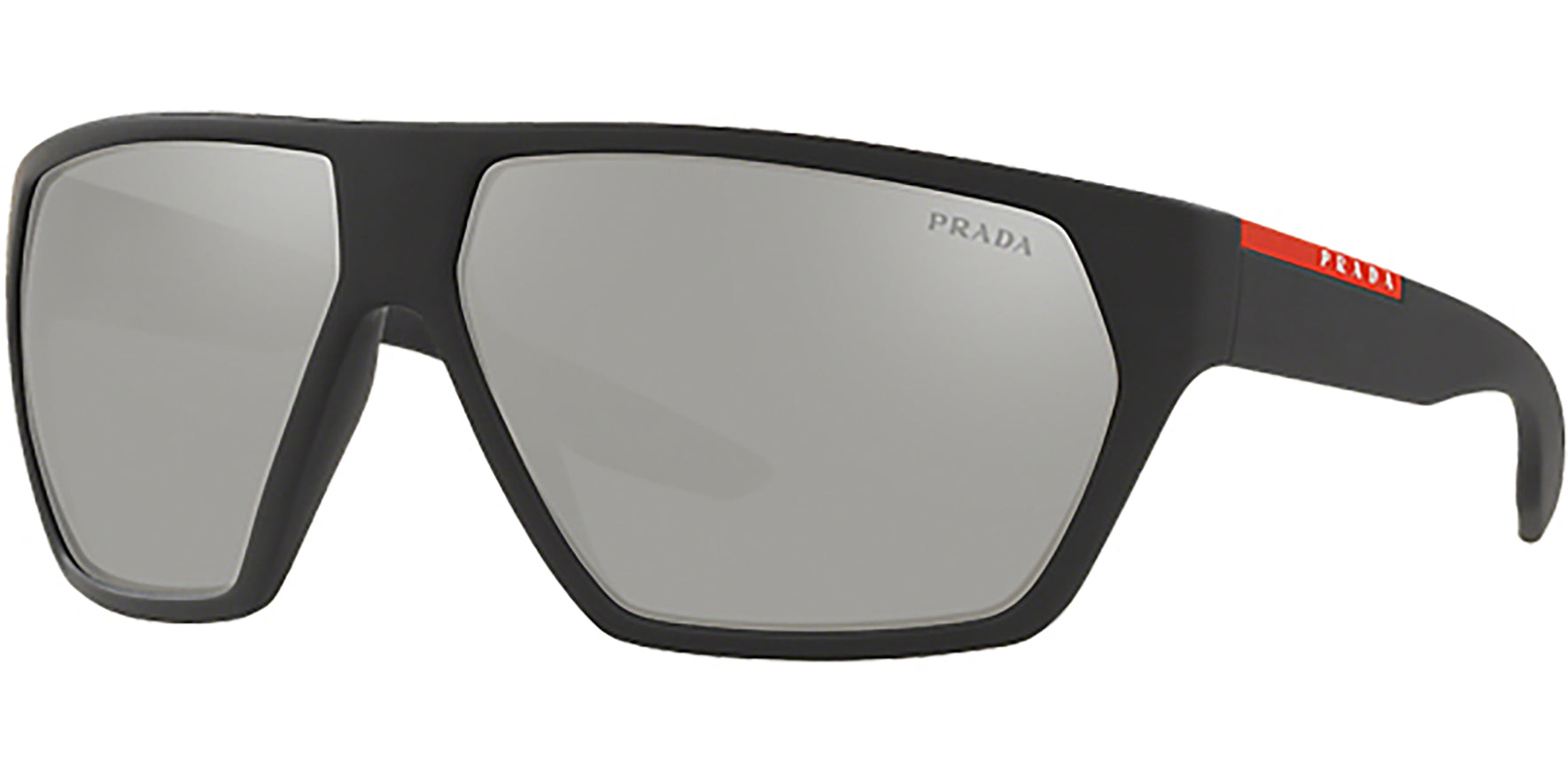 Prada Linea Rossa Black Rubber Wrap w/ Mirrored Lens - Eyedictive