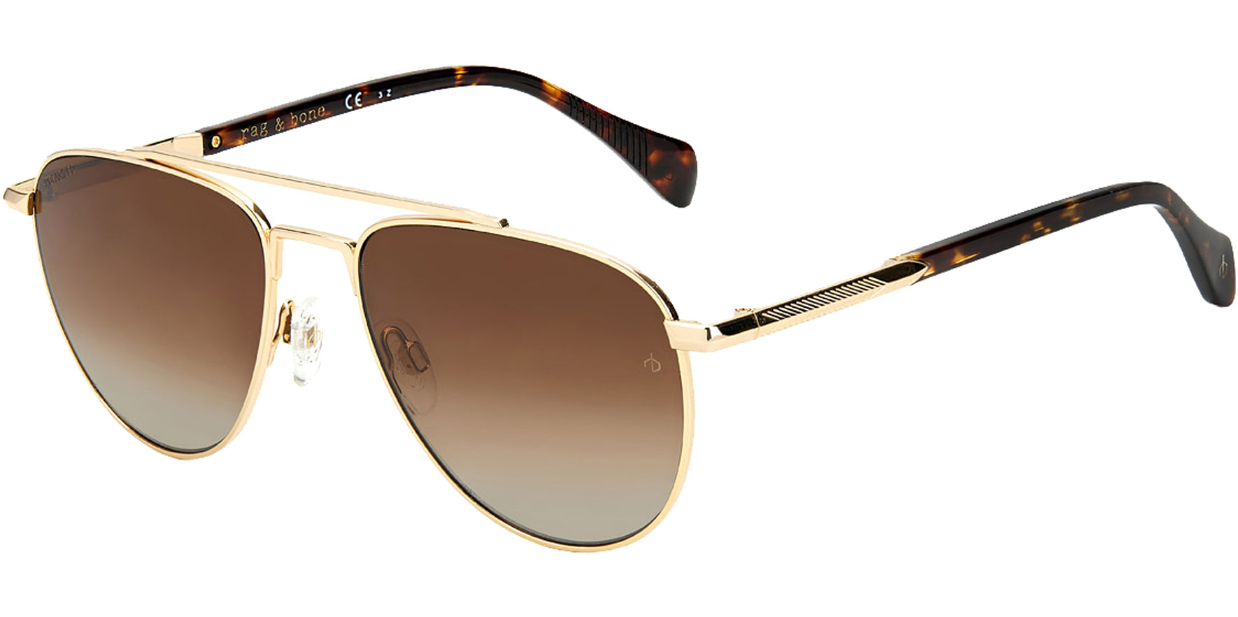 Rag & Bone Polarized Gold-Tone Aviator - Eyedictive