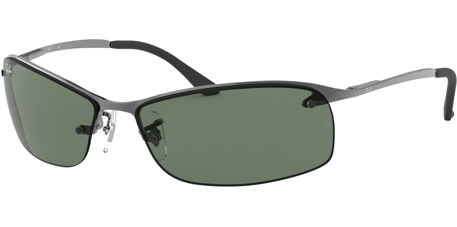 Ray-Ban Gunmetal Semi-Rimless Sport w/ Green Lens - Eyedictive