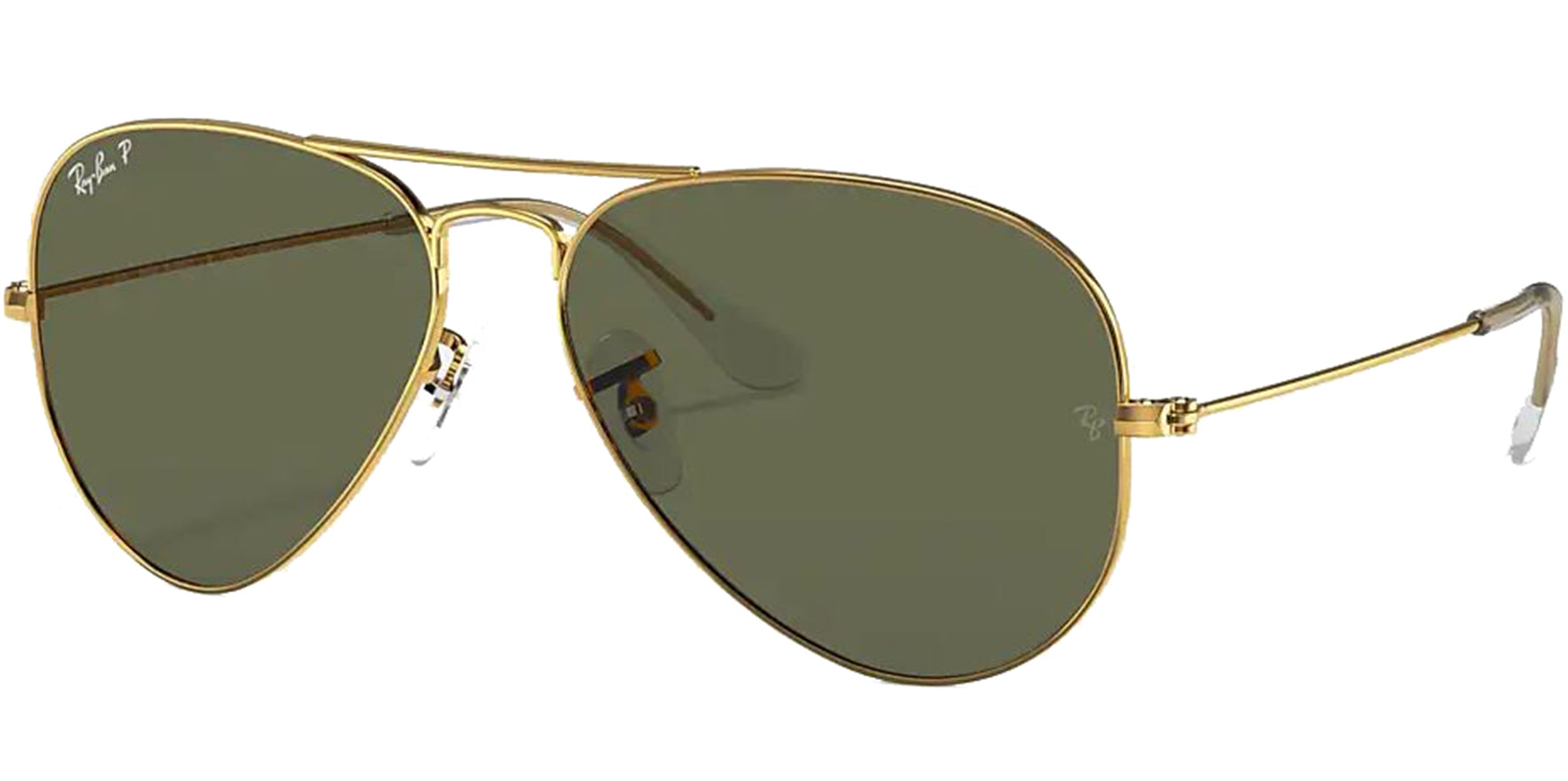 Ray-Ban Polarized Large Fit Gold-Tone Aviator w/ Glass Lens - Eyedictive