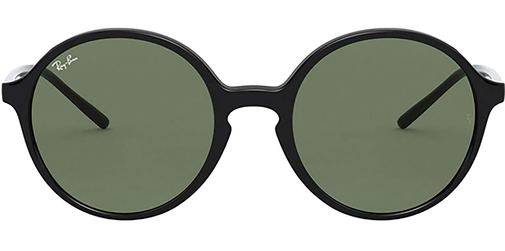 Ray-Ban Gloss Black Low Bridge Fit Classic Round w/ Green Lens - Eyedictive