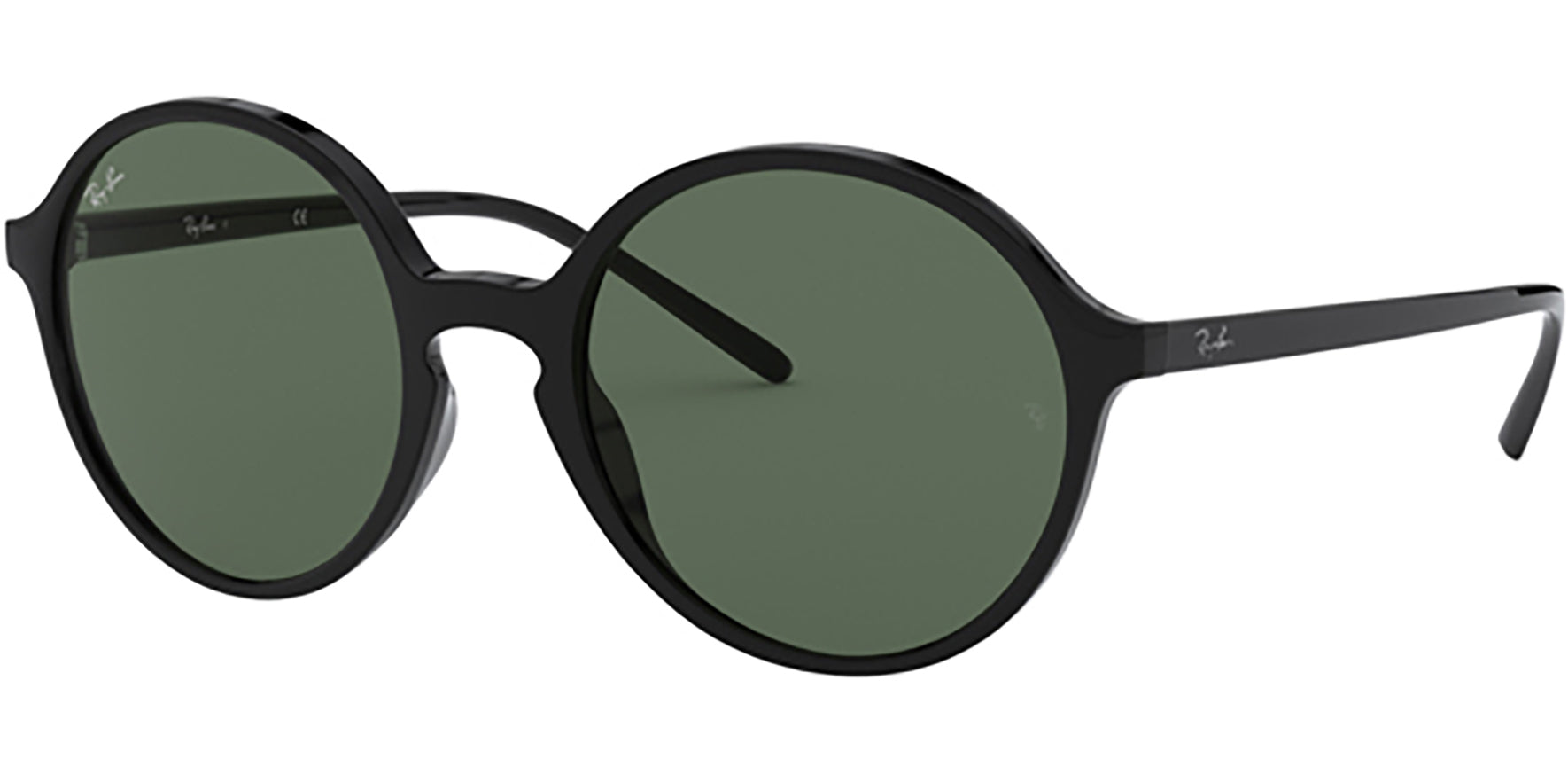 Ray-Ban Gloss Black Low Bridge Fit Classic Round w/ Green Lens - Eyedictive