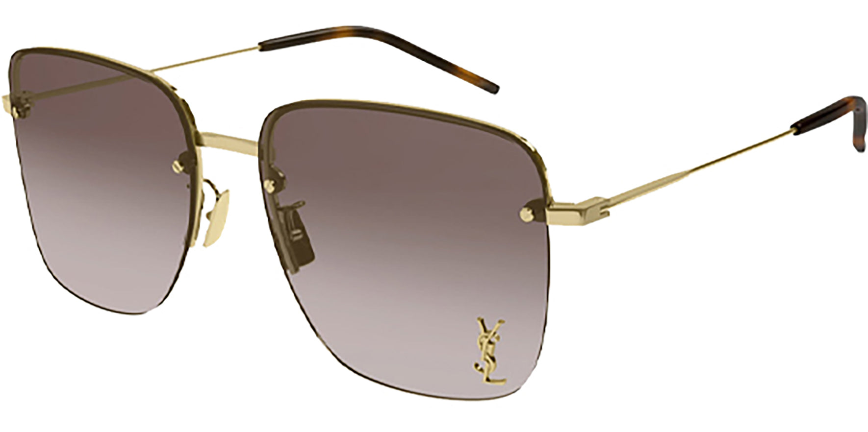 Saint Laurent Gold-Tone Semi Rimless Square - Eyedictive