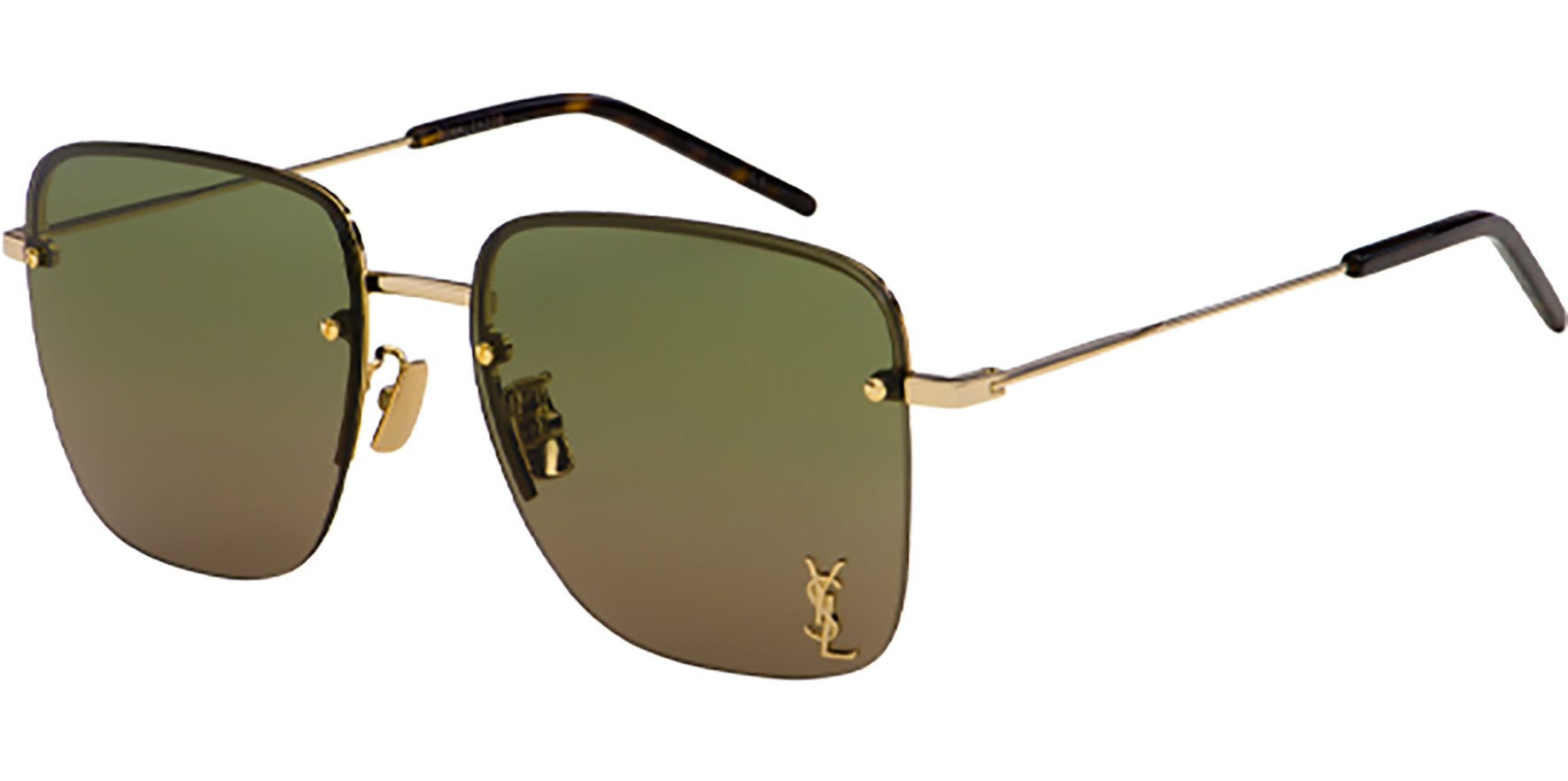 Saint Laurent Gold-Tone Semi Rimless Square - Eyedictive