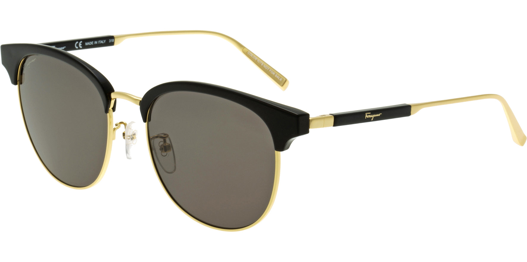 Salvatore Ferragamo Alt Fit Black/Gold-Tone Brow-Bar - Eyedictive