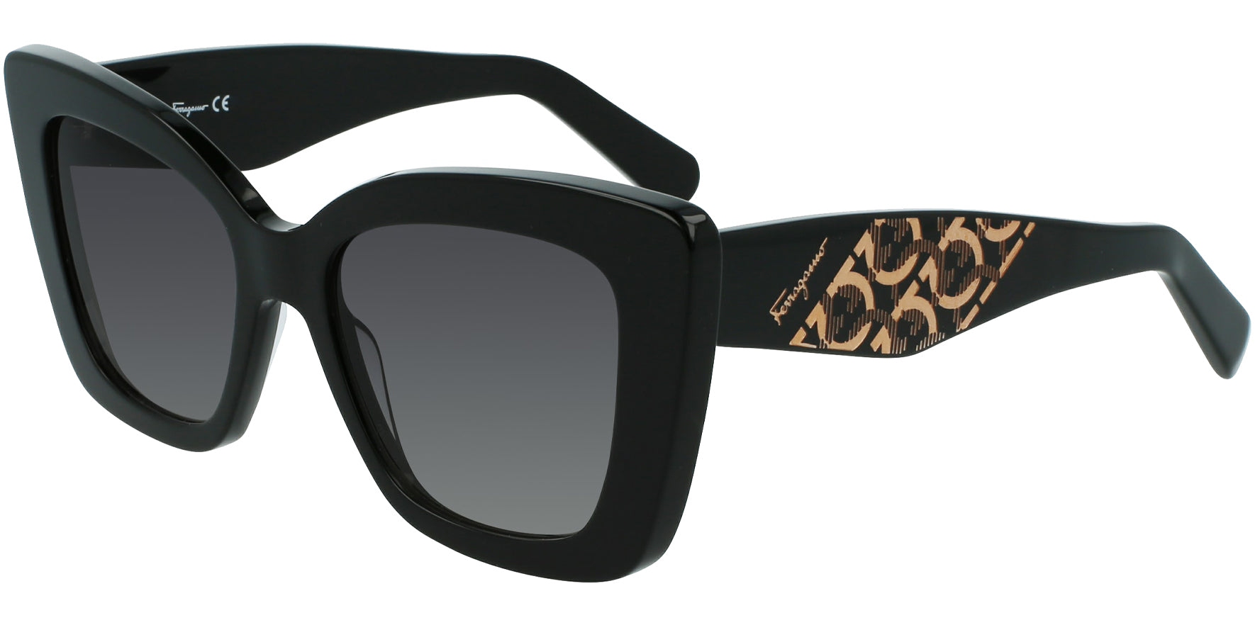 Salvatore Ferragamo Black Chunky Butterfly W/ Gradient Lens