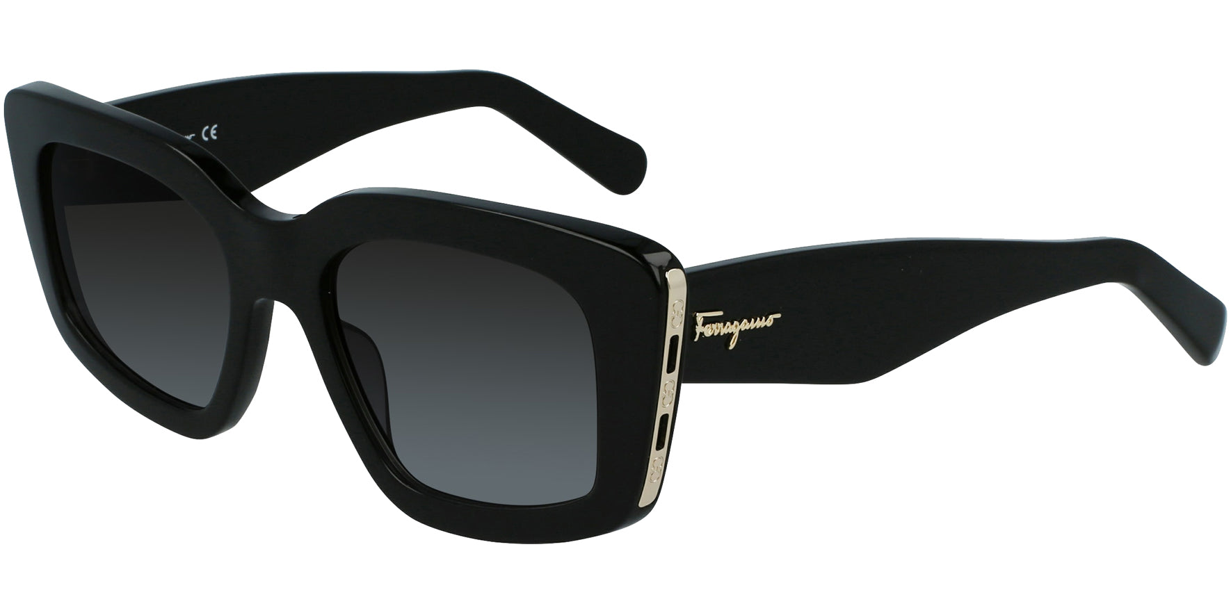 Salvatore Ferragamo Black Chunky Squared Cat Eye W/ Gradient Lens - Eyedictive