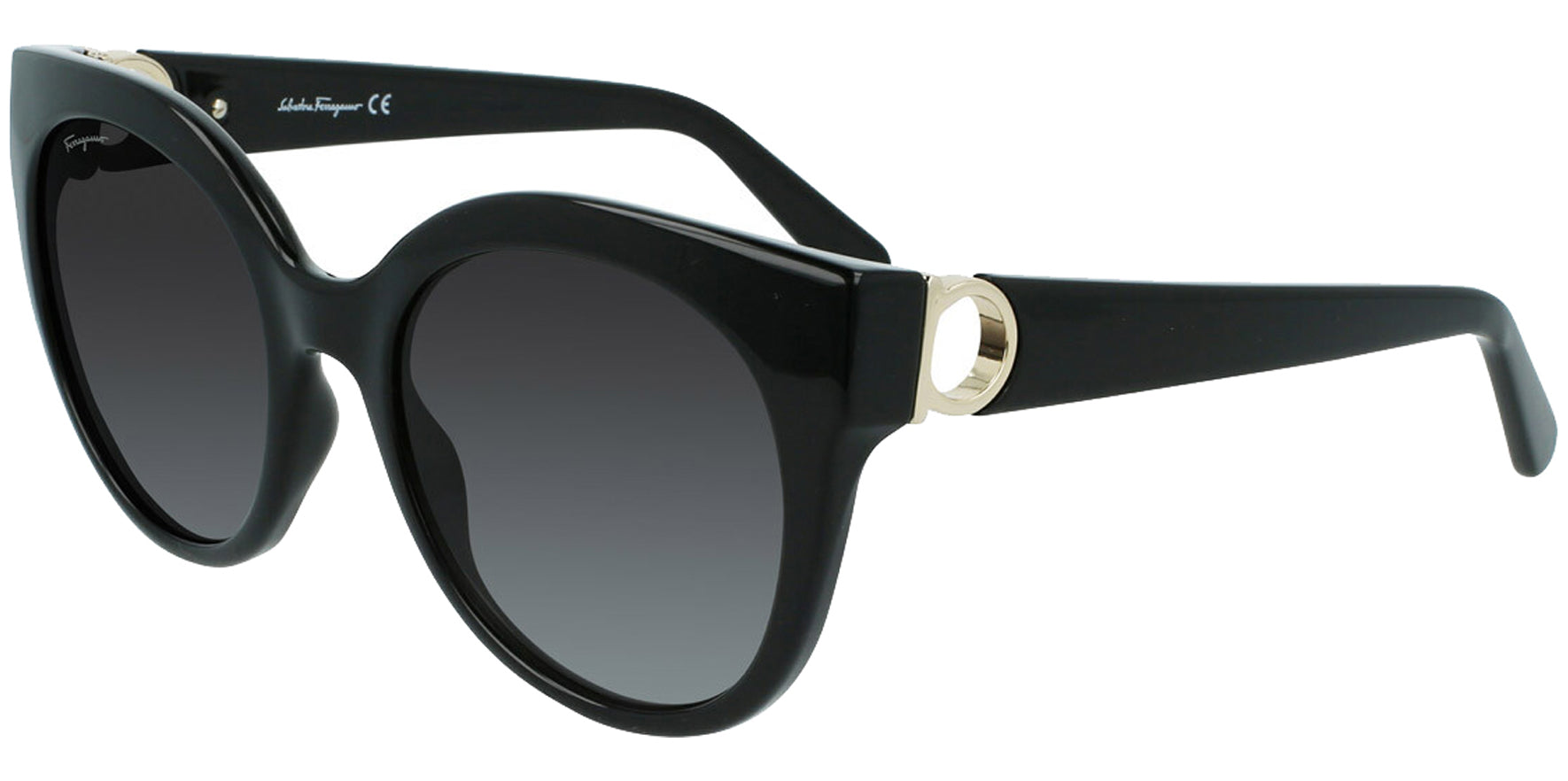 Salvatore Ferragamo Black Rounded Cat Eye w/ Gradient Lens