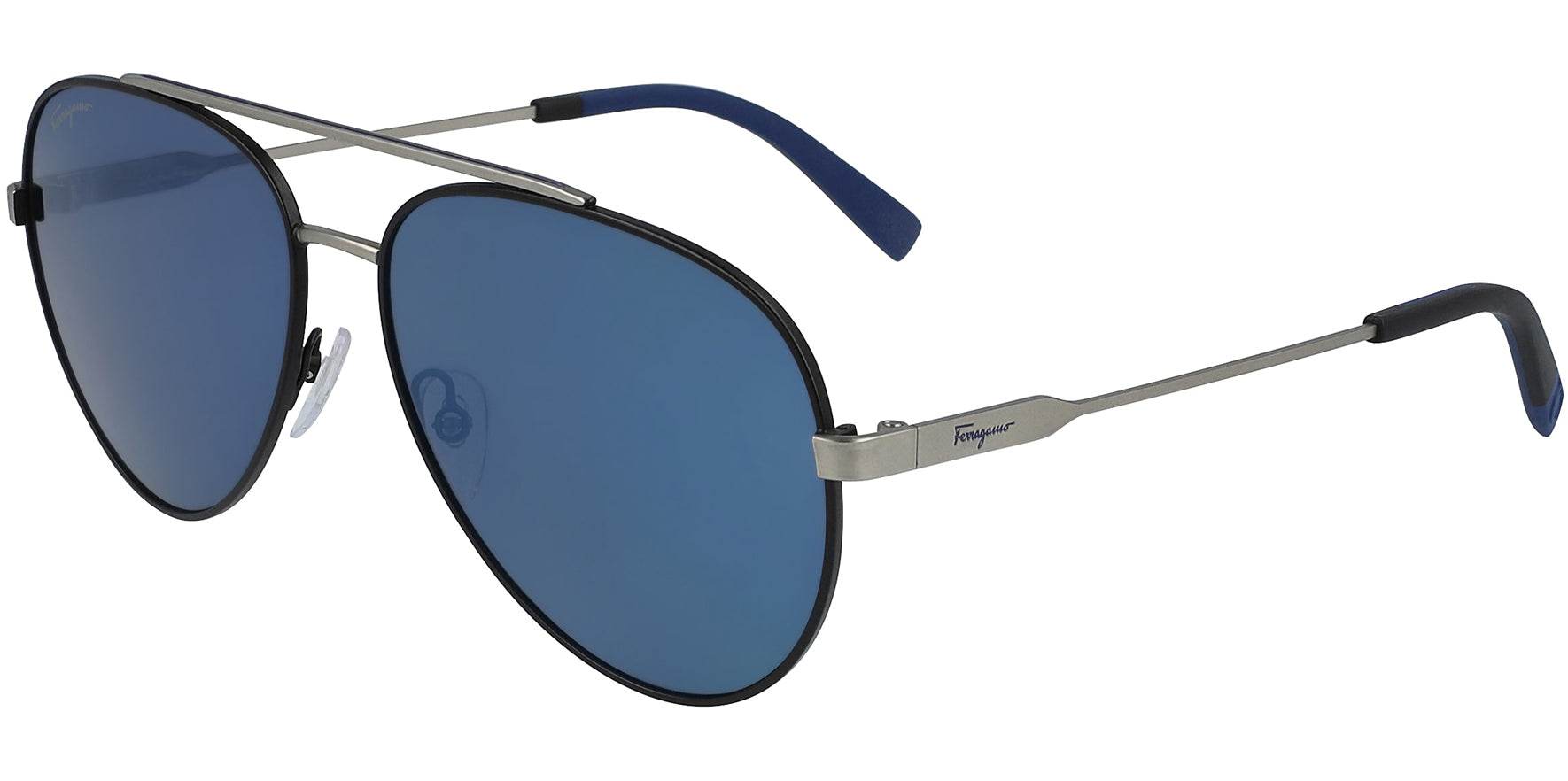 Salvatore Ferragamo Black/Matte Dark Ruthenium Aviator - Eyedictive