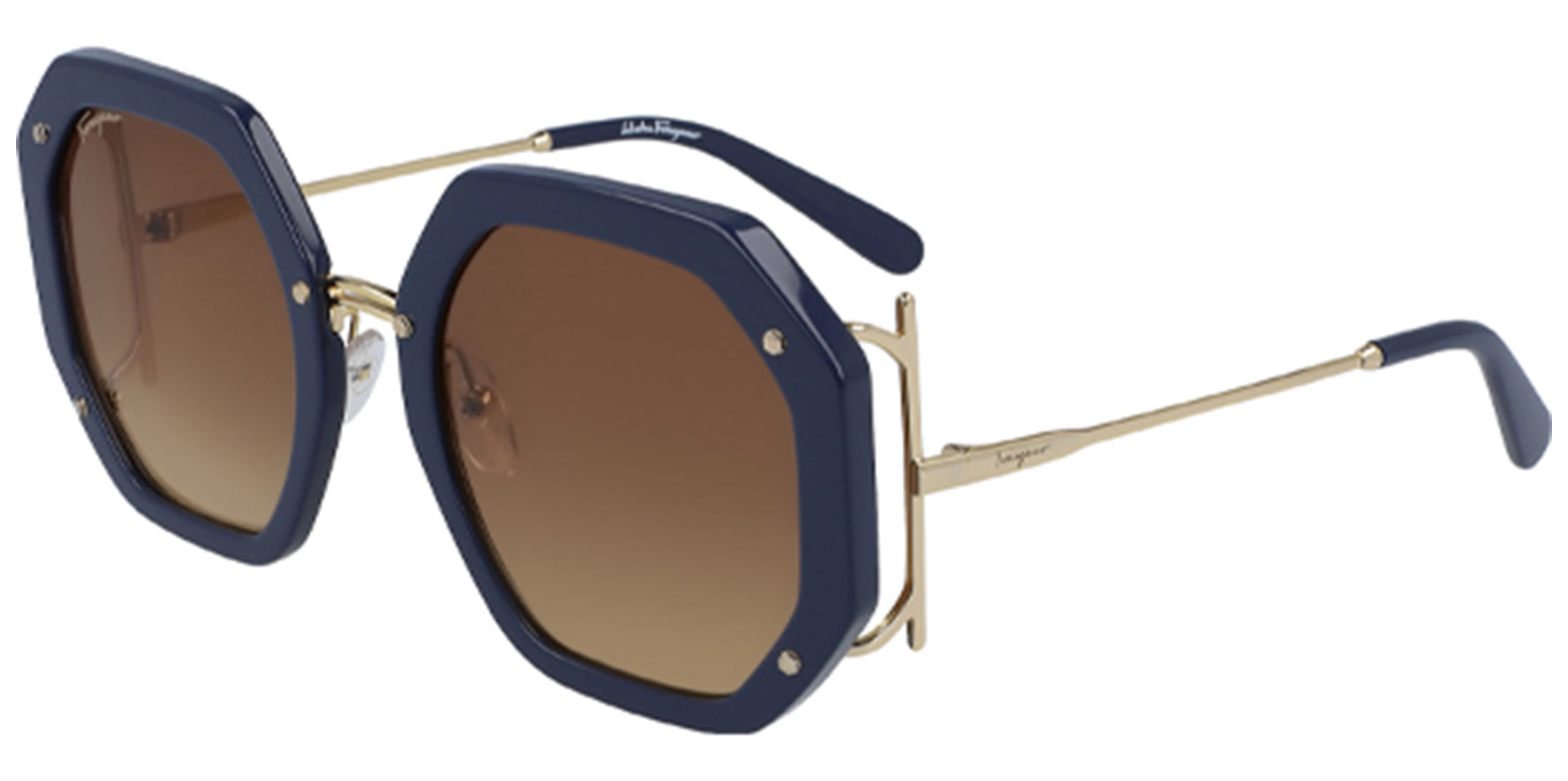 Salvatore Ferragamo Blue Geometric Oversize - Eyedictive