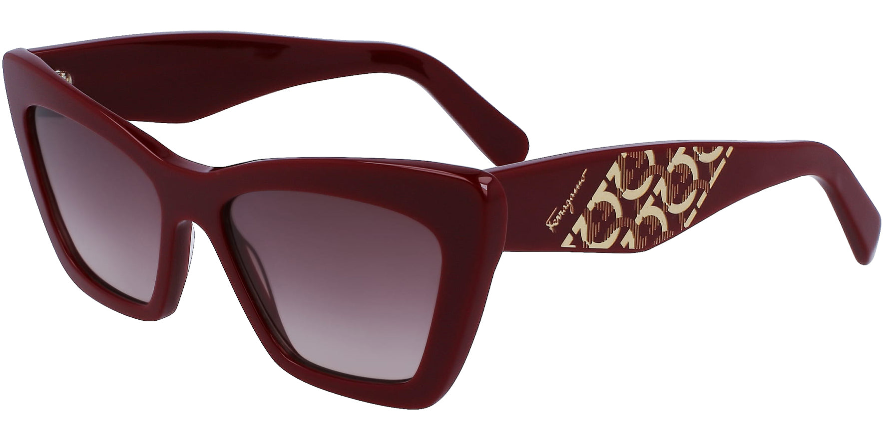 Salvatore Ferragamo Bordeaux Squared Cat Eye W/ Gradient Lens