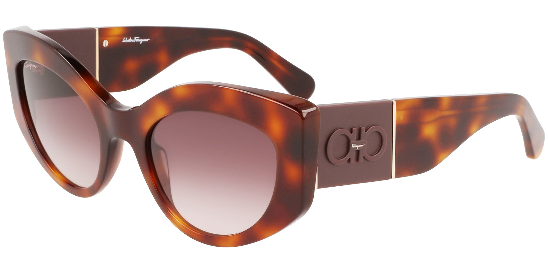 Salvatore Ferragamo Chunky Tortoise Oval Cat Eye