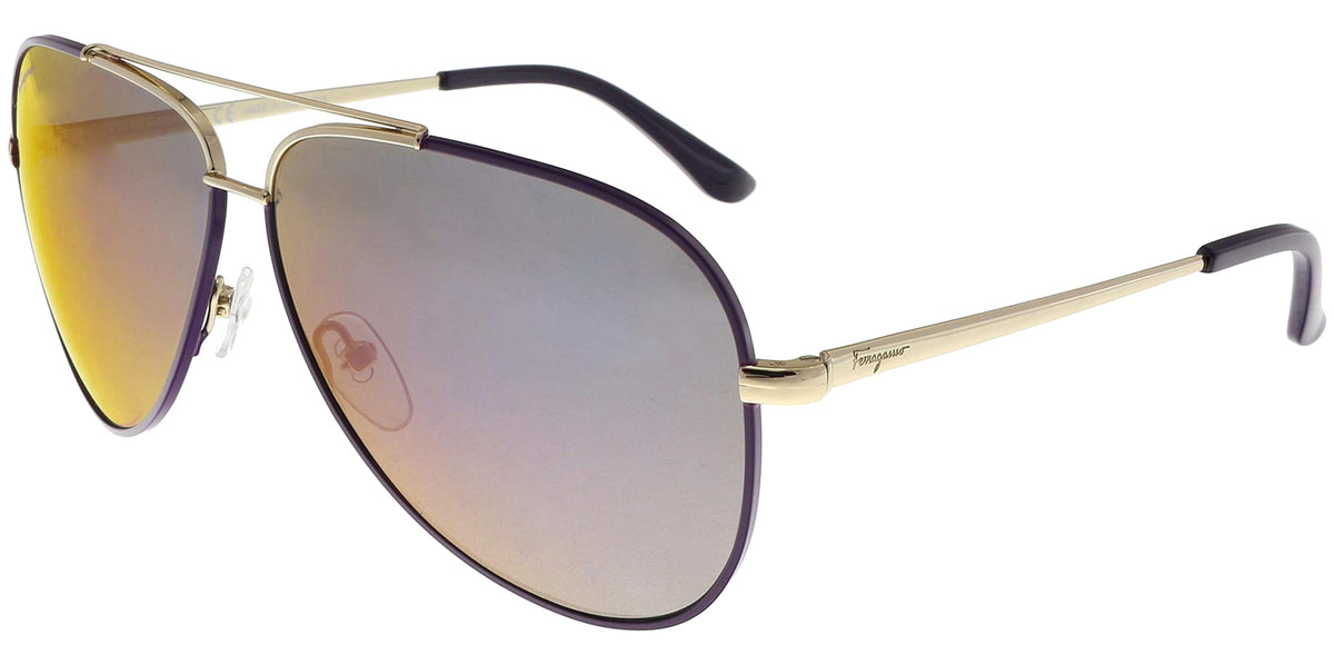 Salvatore Ferragamo SF131S 736 Aviator Sunglasses - Gold & Black / Purple Amazon.com: Ferragamo Women main image 3