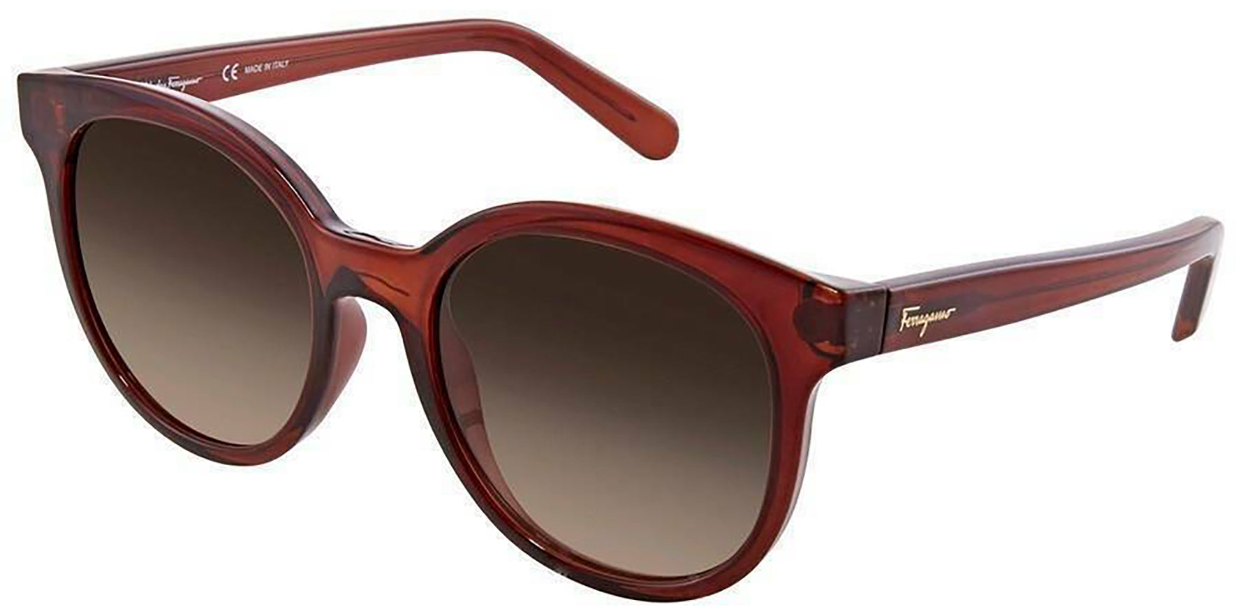 Salvatore Ferragamo Crystal Brown Round w/ Gradient Lens - Eyedictive