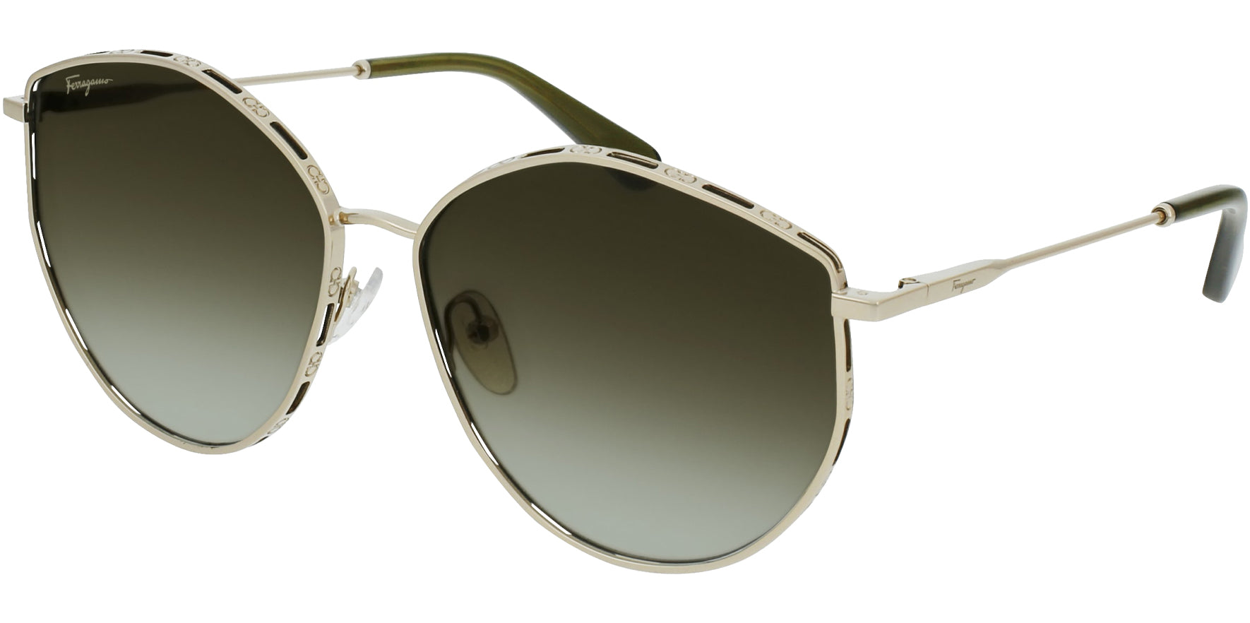 Salvatore Ferragamo Stylized Aviator w/ Gradient Lens