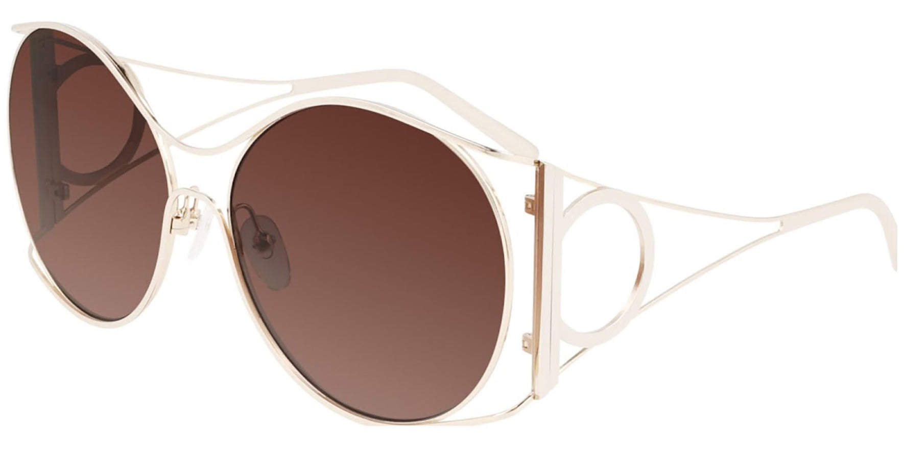 Salvatore Ferragamo Gold-Tone Oversize Oval - Eyedictive