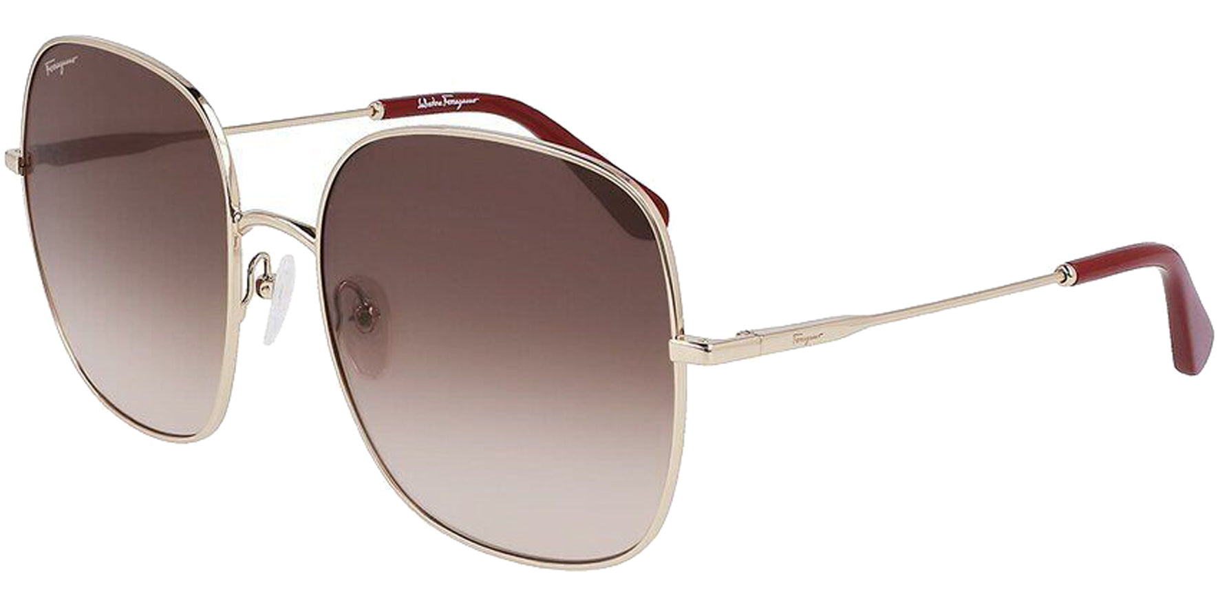 Salvatore Ferragamo Gold-Tone Oversize Square w/ Gradient Lens - Eyedictive