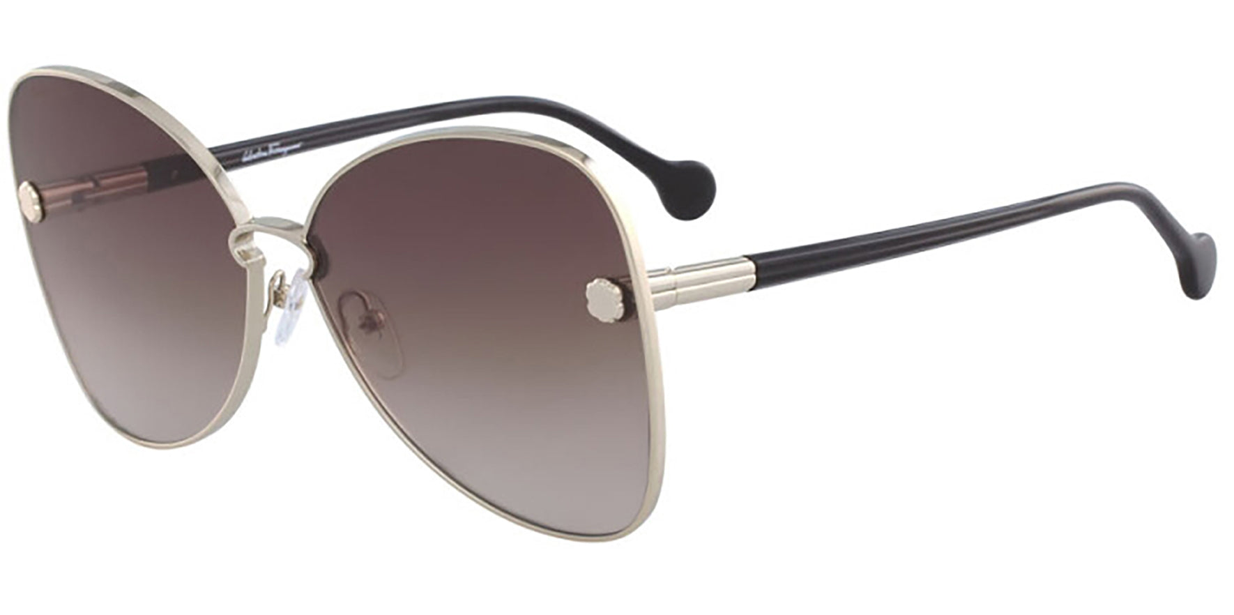 Salvatore Ferragamo Gold-Tone Oversized Butterfly w/ Gradient Lens - Eyedictive