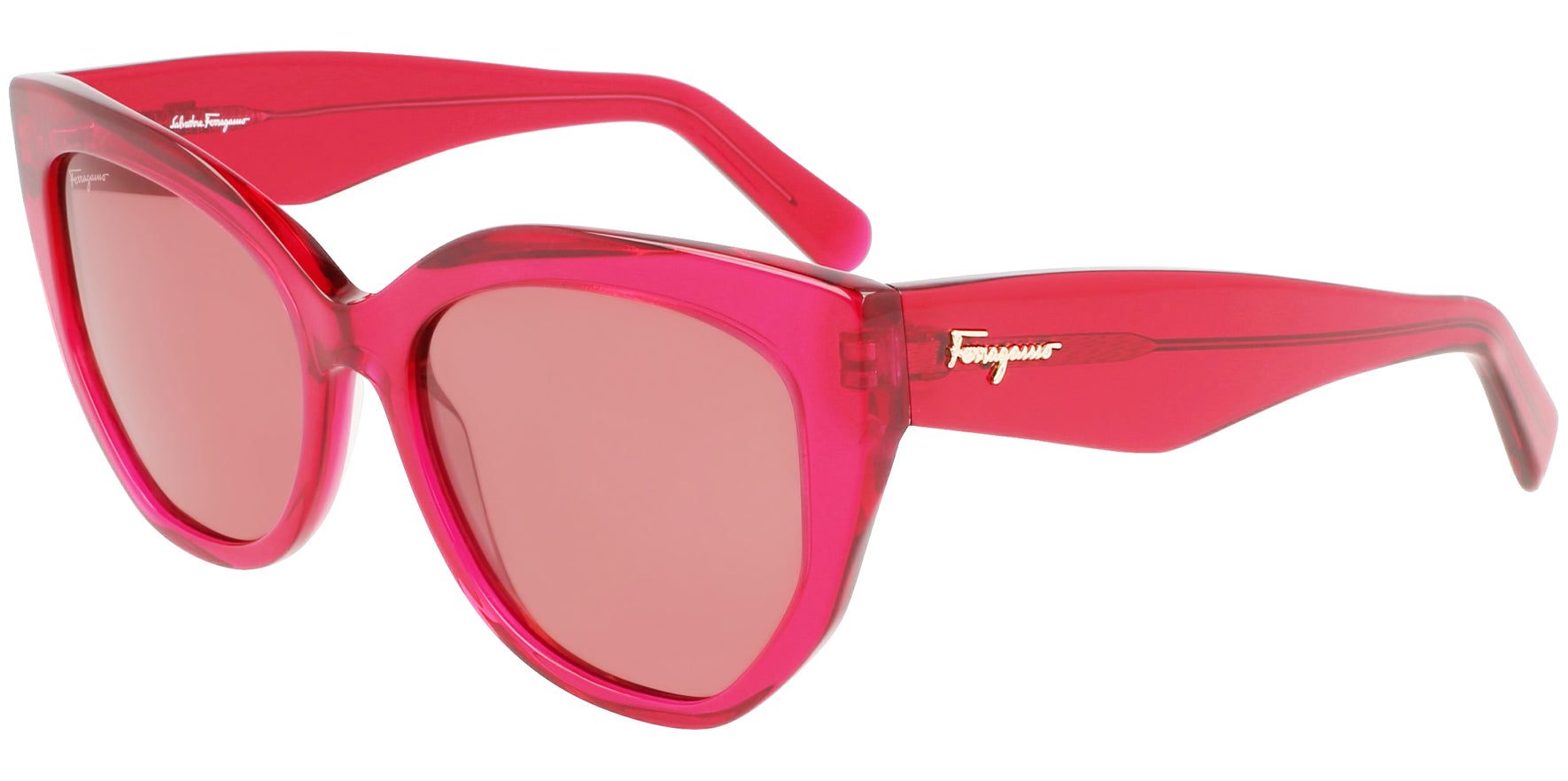 Salvatore Ferragamo Oversize Transparent Red Cat Eye