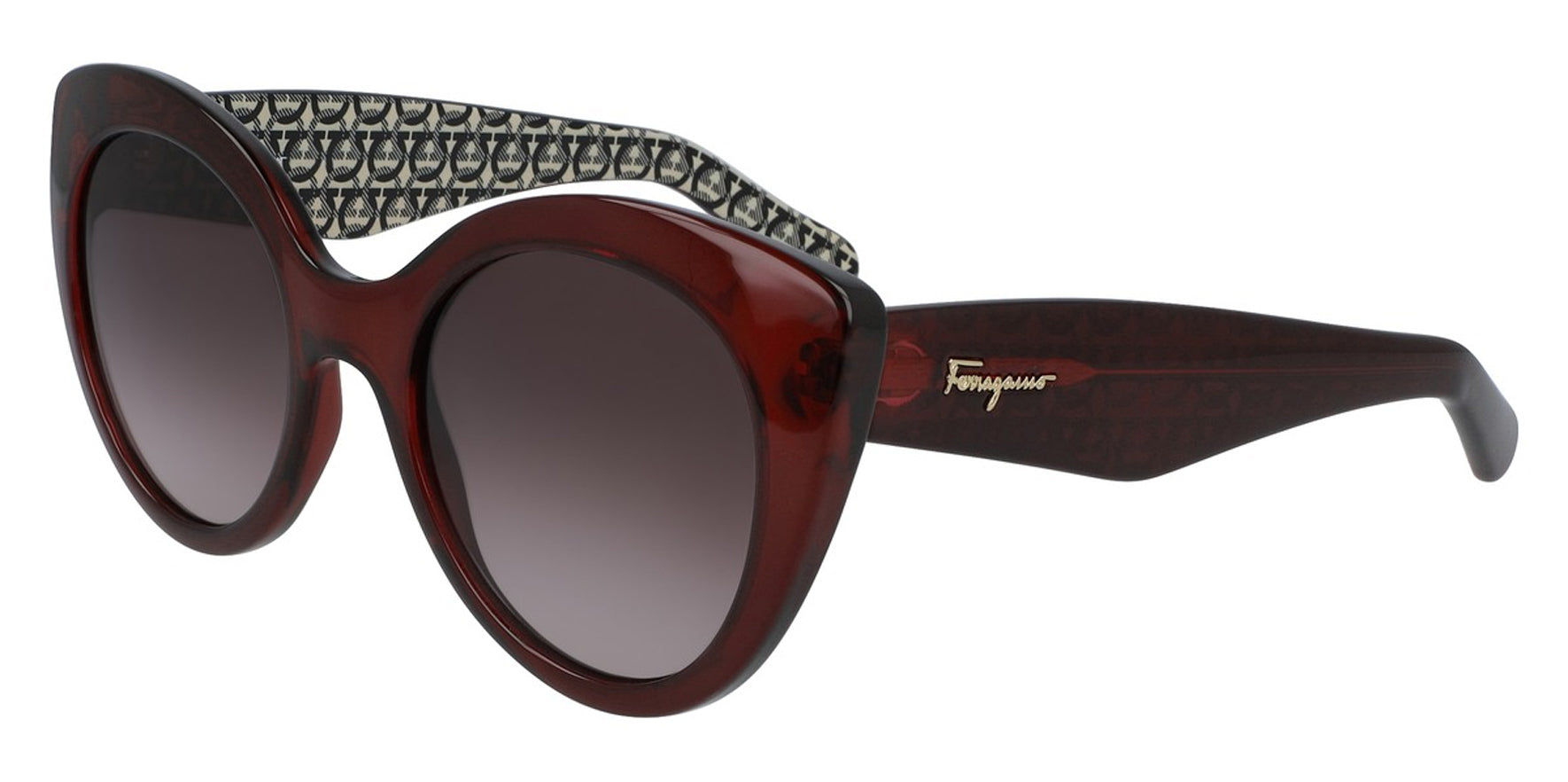 Salvatore Ferragamo Oversized Crystal Burgundy Butterfly w/ Gradient Lens