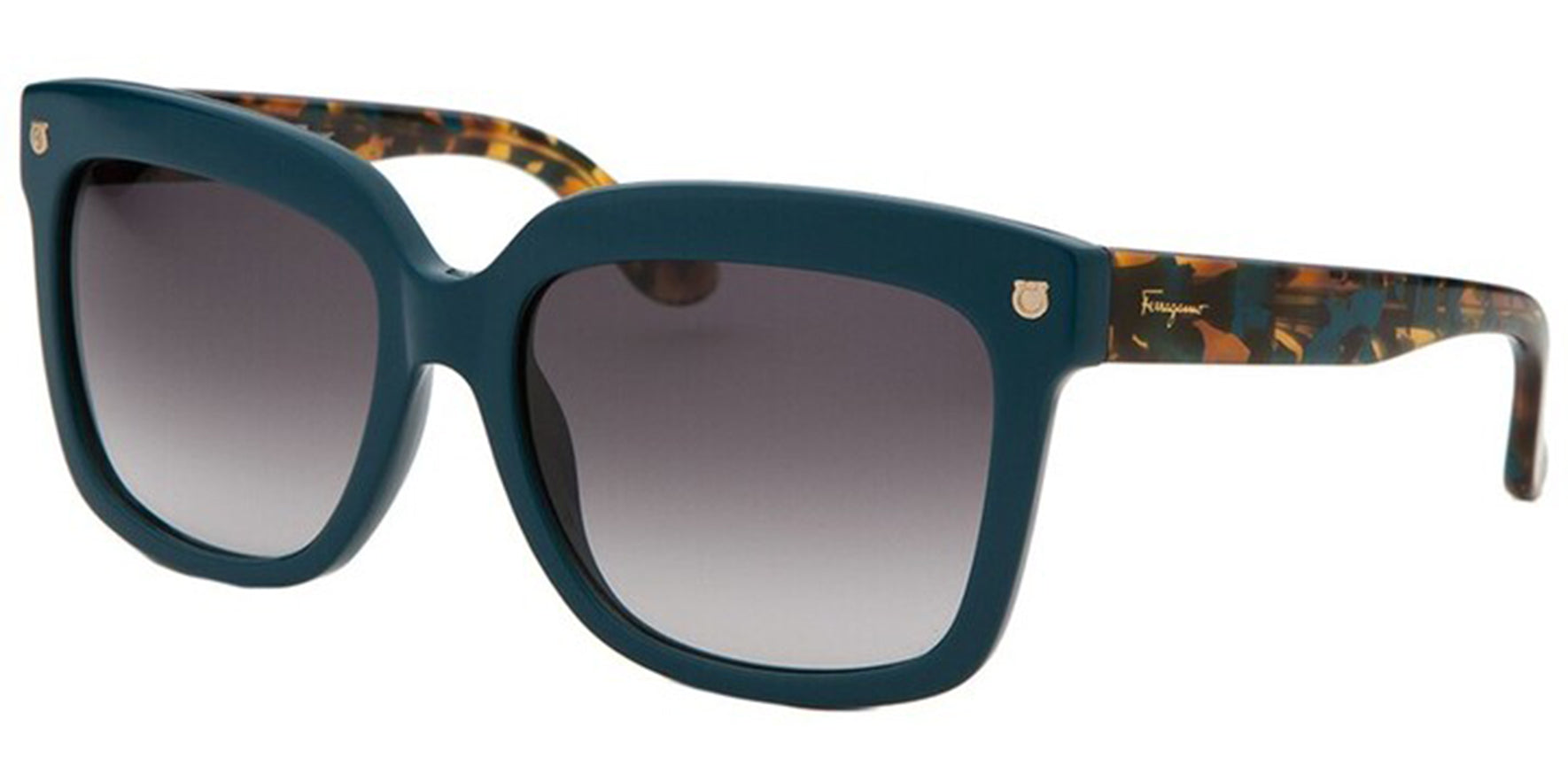 Salvatore Ferragamo Petrol Blue Square w/ Gradient Lens - Eyedictive