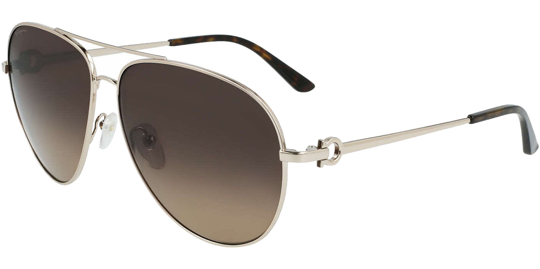 Salvatore Ferragamo Shiny Gold-Tone Aviator w/ Gradient Lens - Eyedictive