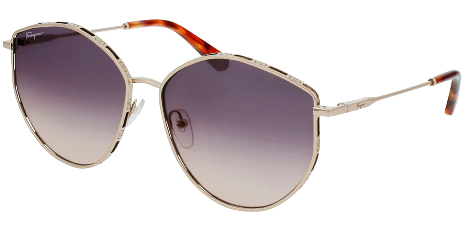 Salvatore Ferragamo Stylized Aviator w/ Gradient Lens