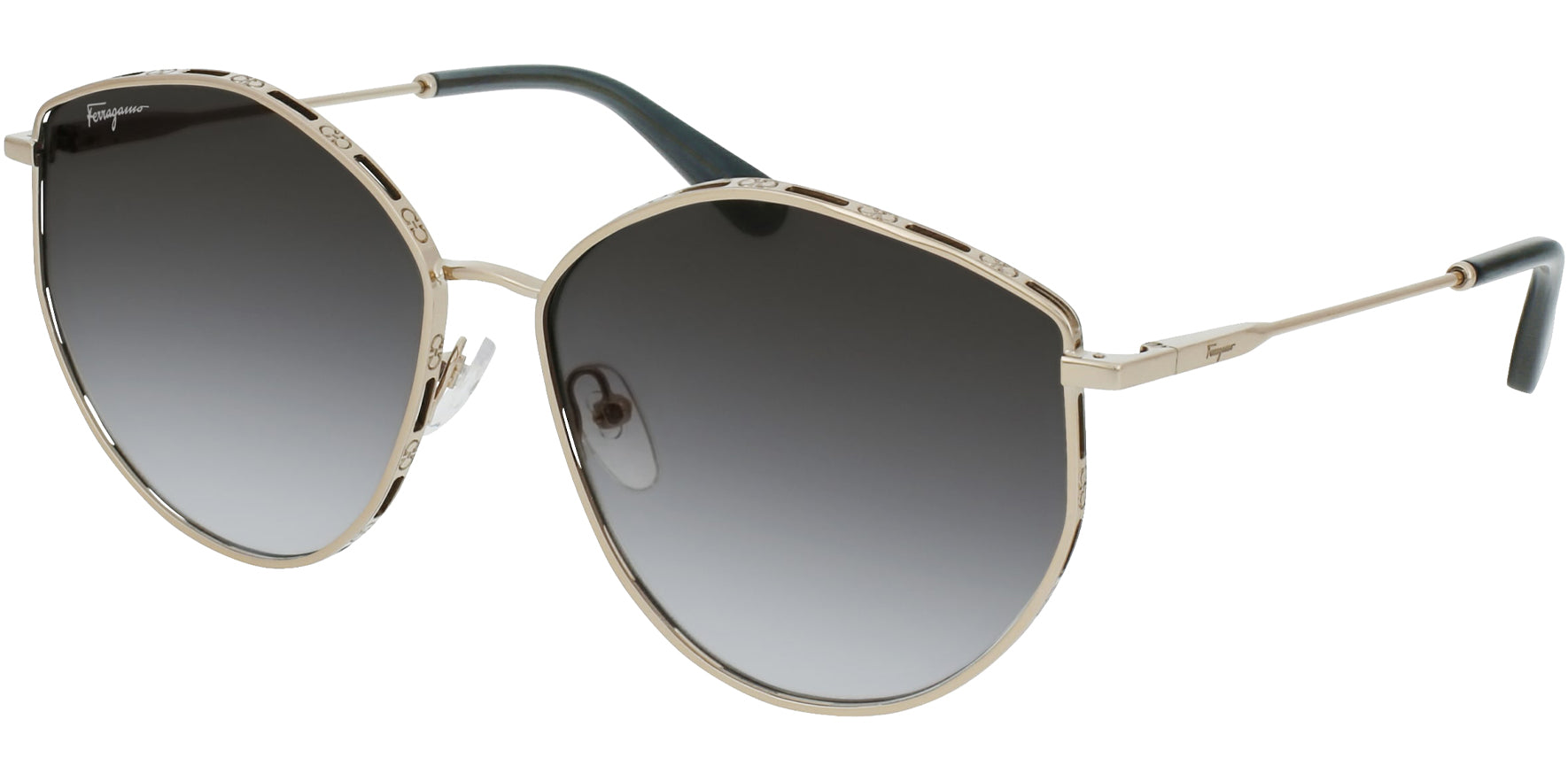 Salvatore Ferragamo Stylized Aviator w/ Gradient Lens - Eyedictive