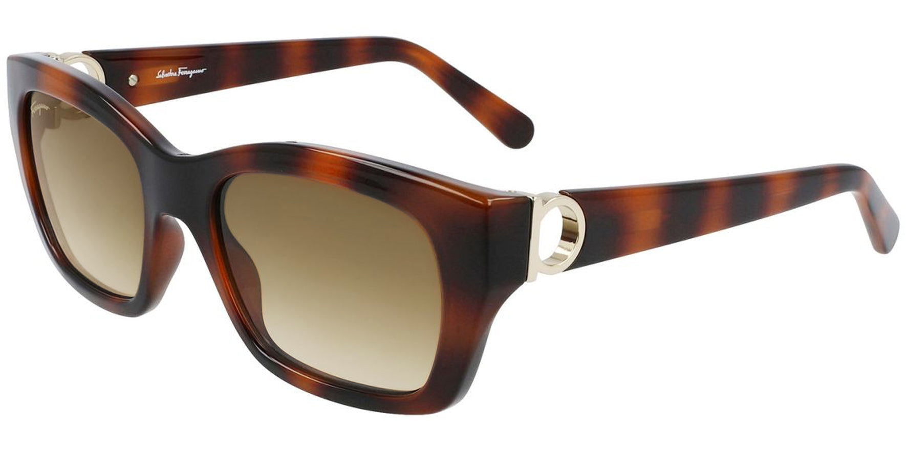 Salvatore Ferragamo Tortoise Modern Rectangle w/ Gradient Lens