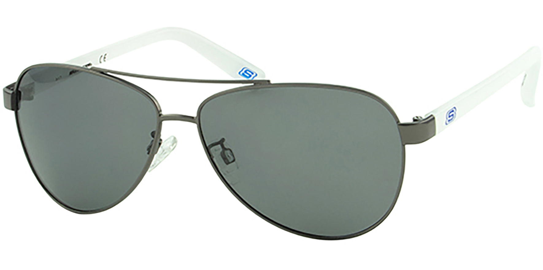 Skechers Polarized Gunmetal/White Aviator - Eyedictive