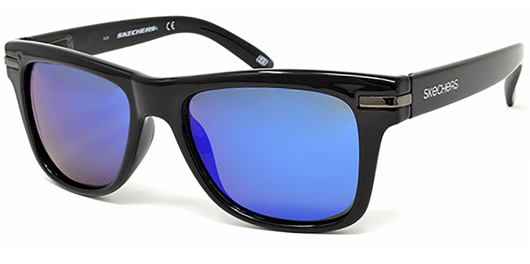 Skechers Polarized Shiny Black W/ Blue Mirror Lens - Eyedictive