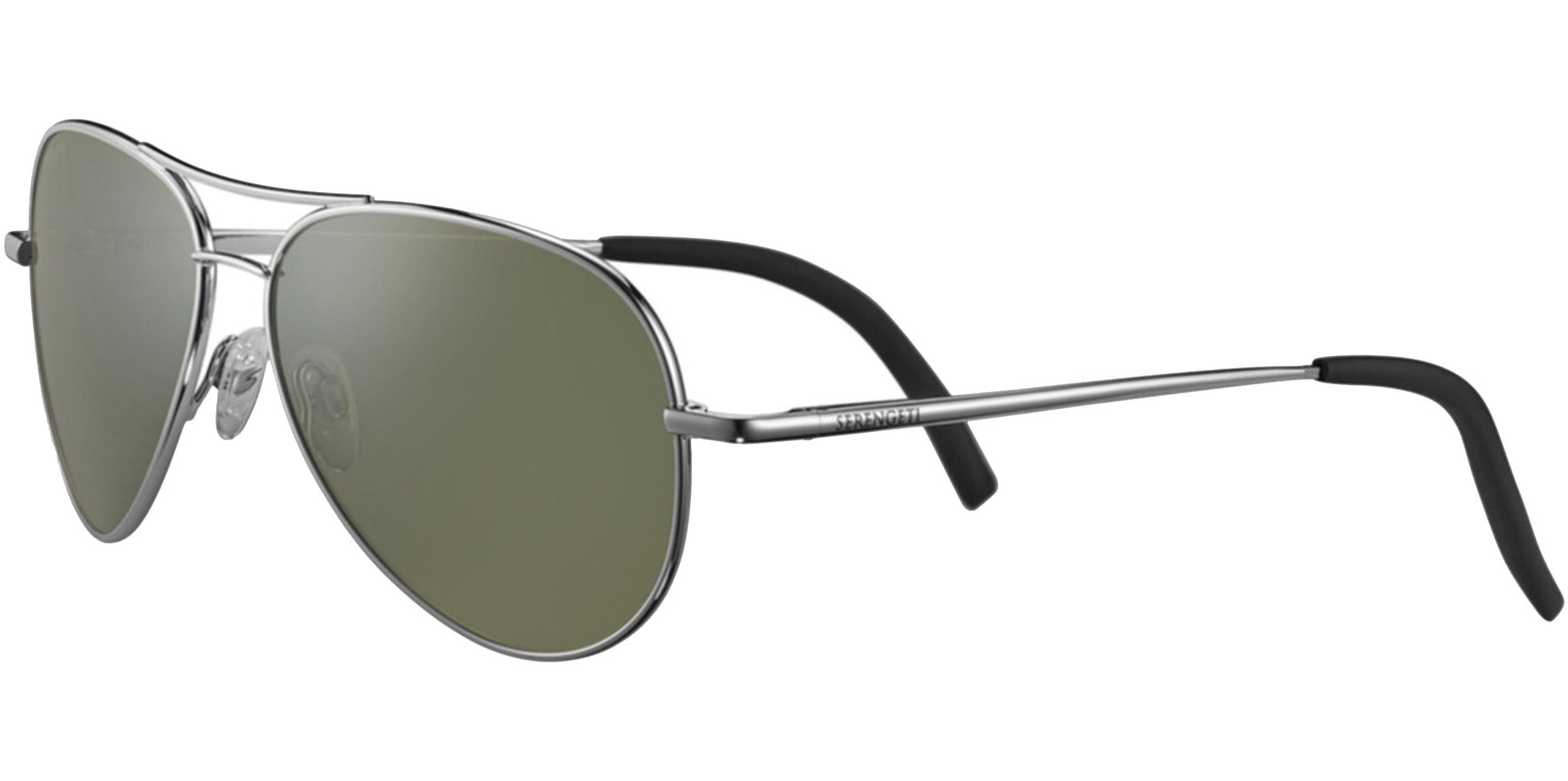 Serengeti Carrara Polarized Photochromic Small Shiny Silver-Tone Aviator - Eyedictive