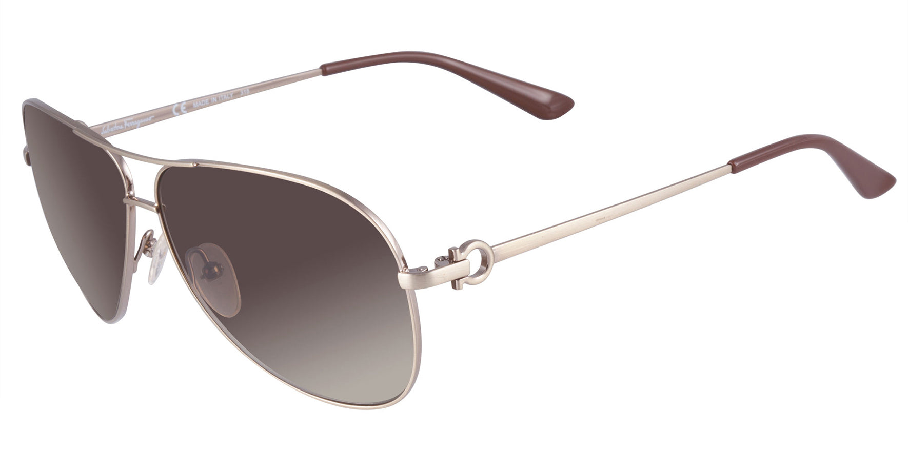 Salvatore Ferragamo Brushed Gold Tone Aviator - Eyedictive