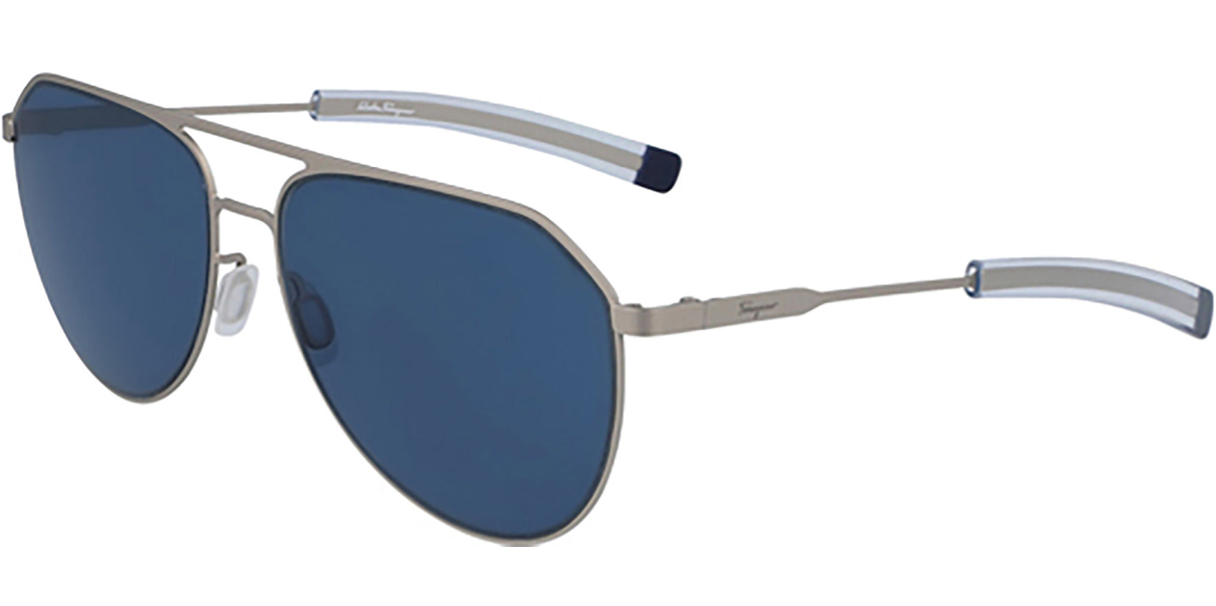 Salvatore Ferragamo Silver-Tone Flat Top Aviator - Eyedictive