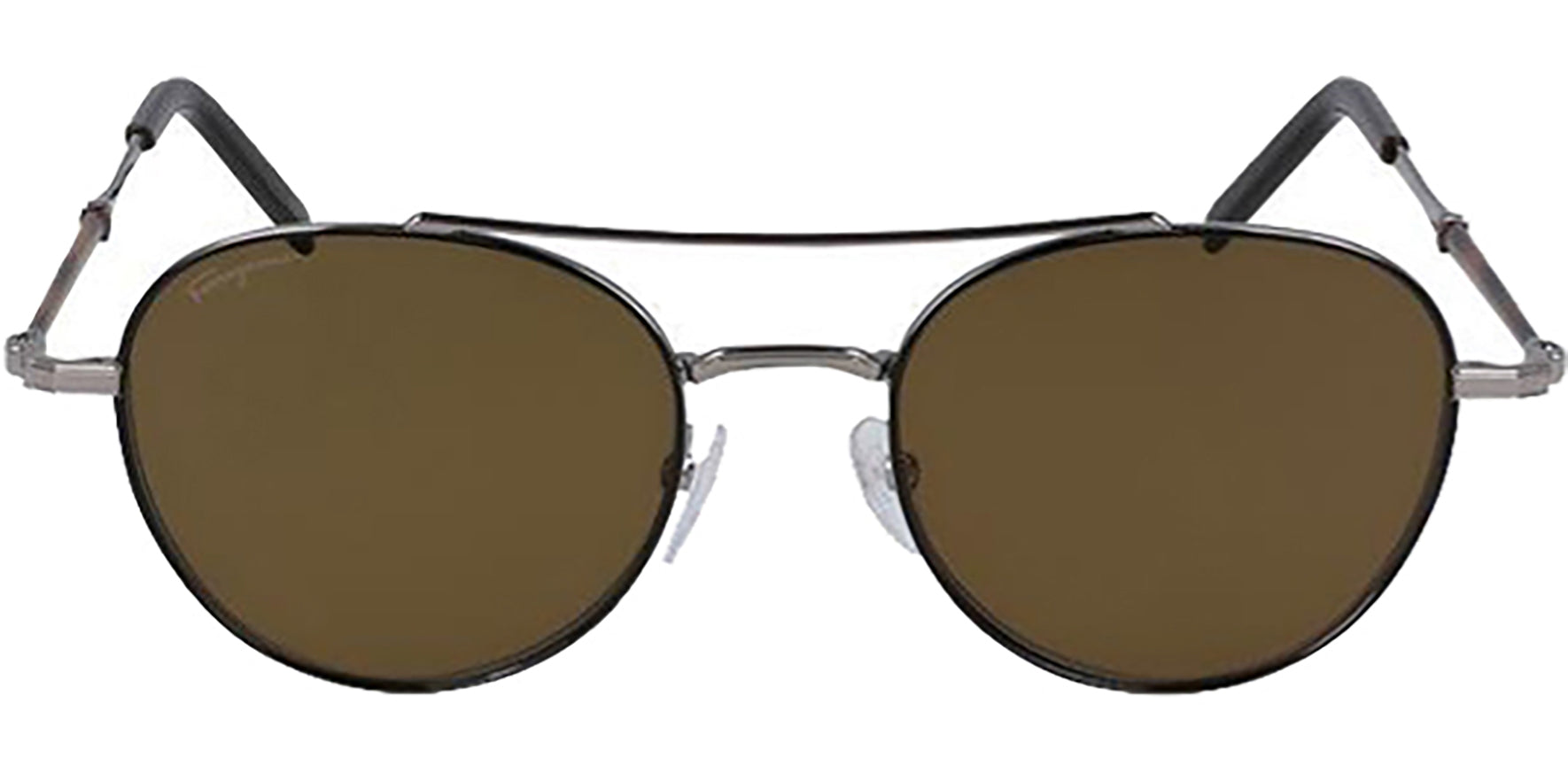 Salvatore Ferragamo Polarized Ruthenium Round Pilot - Eyedictive