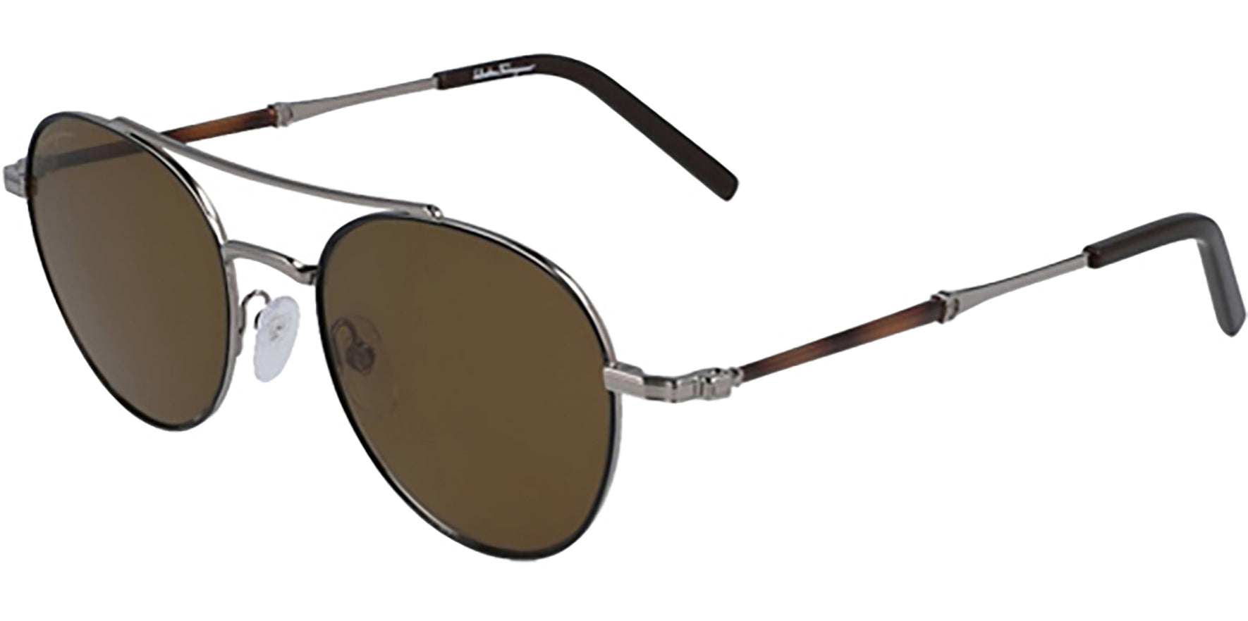 Salvatore Ferragamo Polarized Ruthenium Round Pilot - Eyedictive