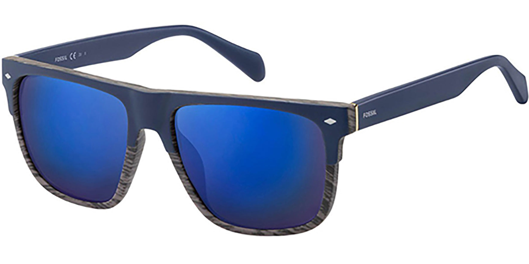 Fossil Matte Blue Wood Square w/ Mirror Lens - Eyedictive