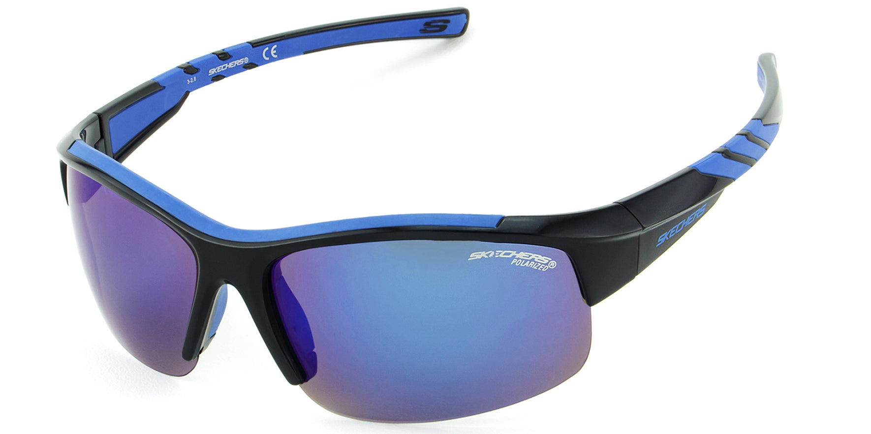 Skechers Polarized Black/Blue Semi-Rimless Sport Wrap - Eyedictive