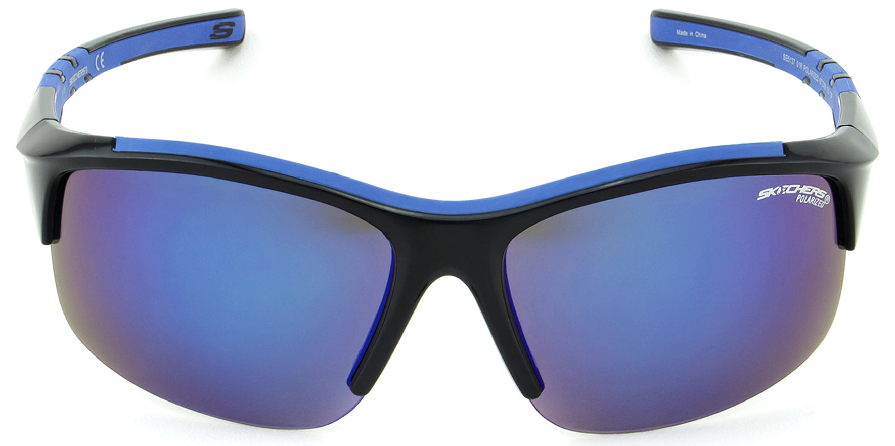 Skechers Polarized Black/Blue Semi-Rimless Sport Wrap - Eyedictive