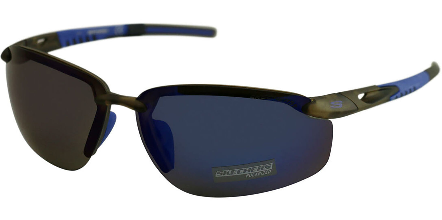 Skechers Polarized Grey/Blue Rimless Sport Wrap - Eyedictive